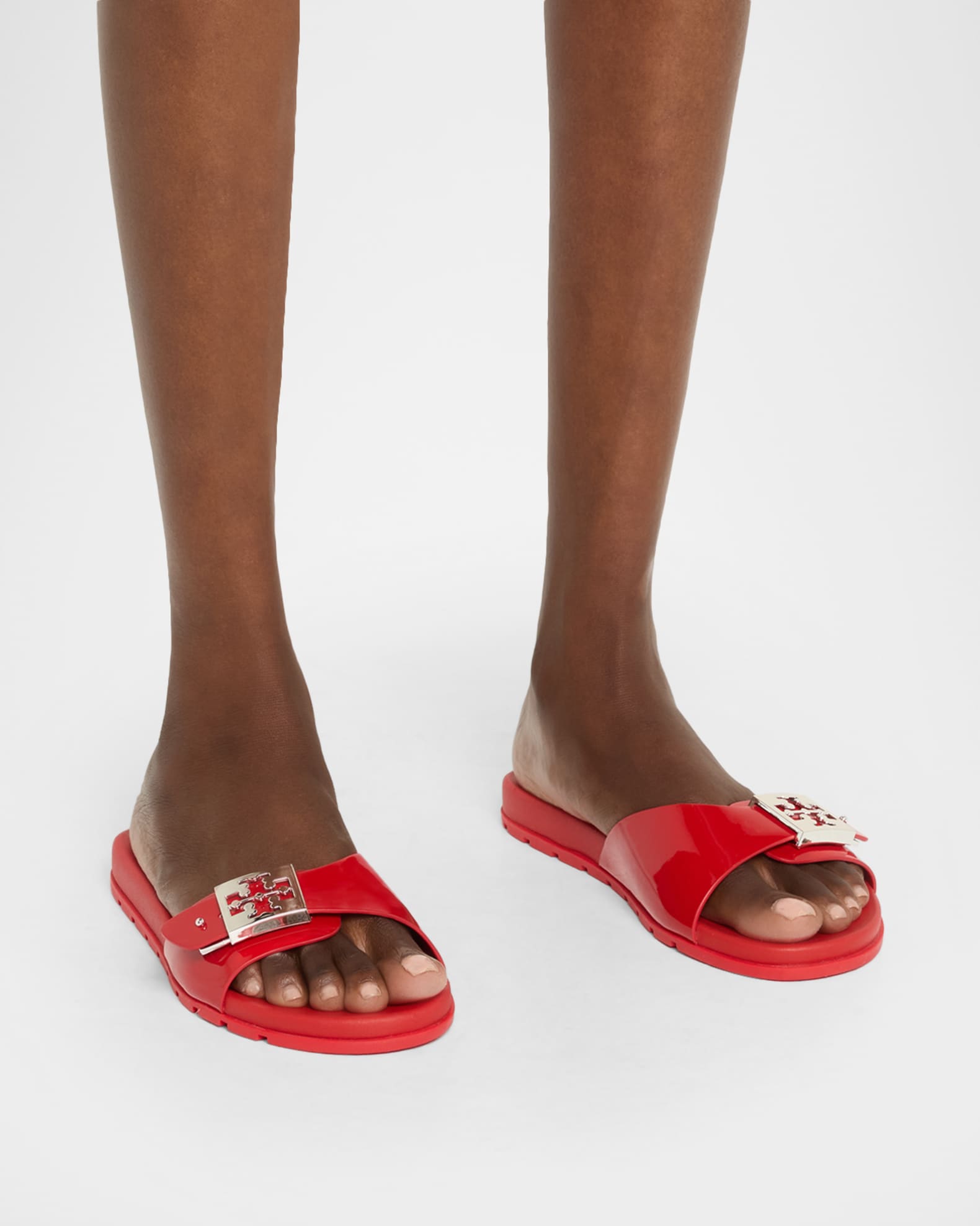 サンダル・ミュール Tory Burch Patent Synthetic Leather Buckle Slide Women's Tory Burch Buckle Slide | Zappos.com