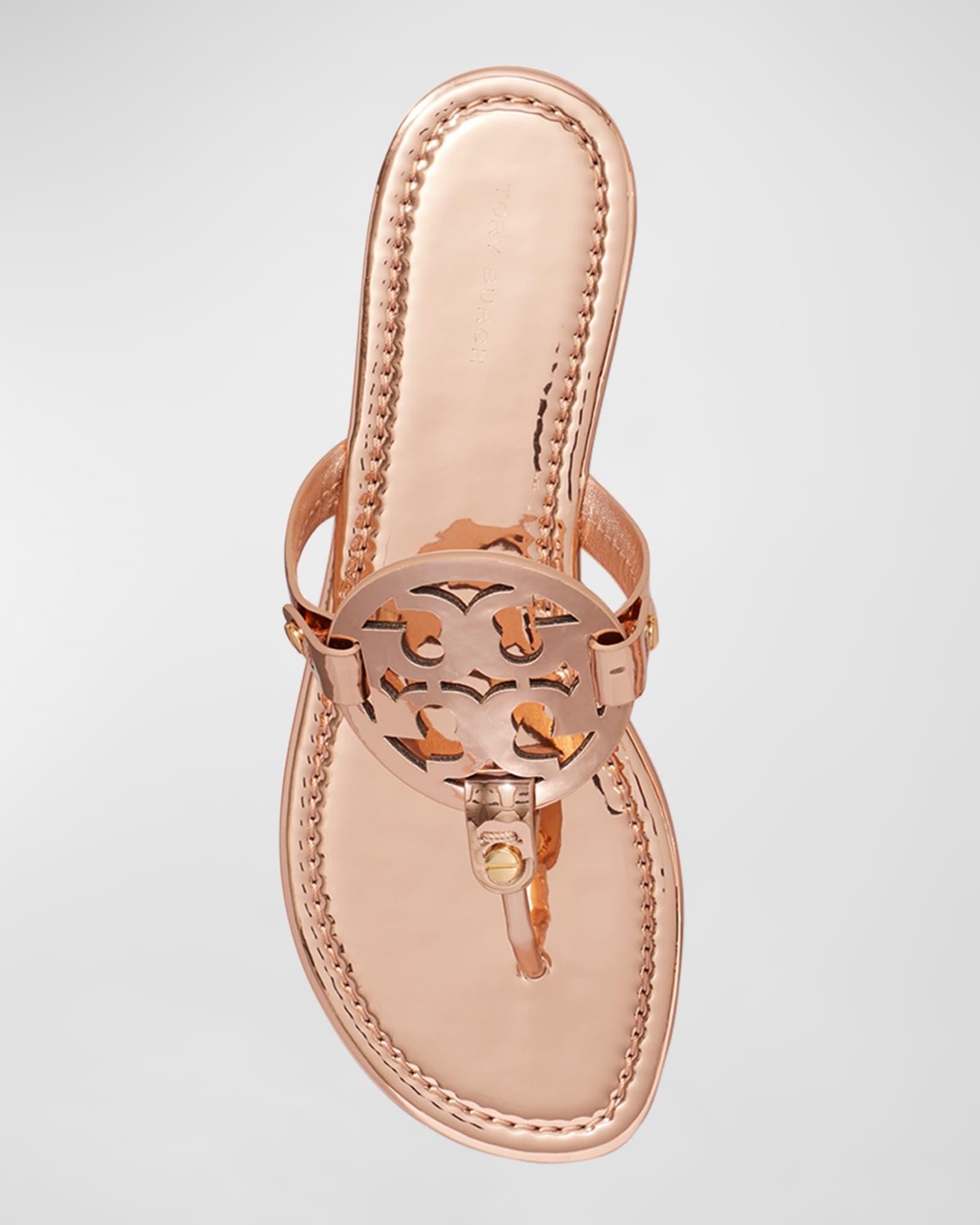 Tory burch rose gold flip flops outlet