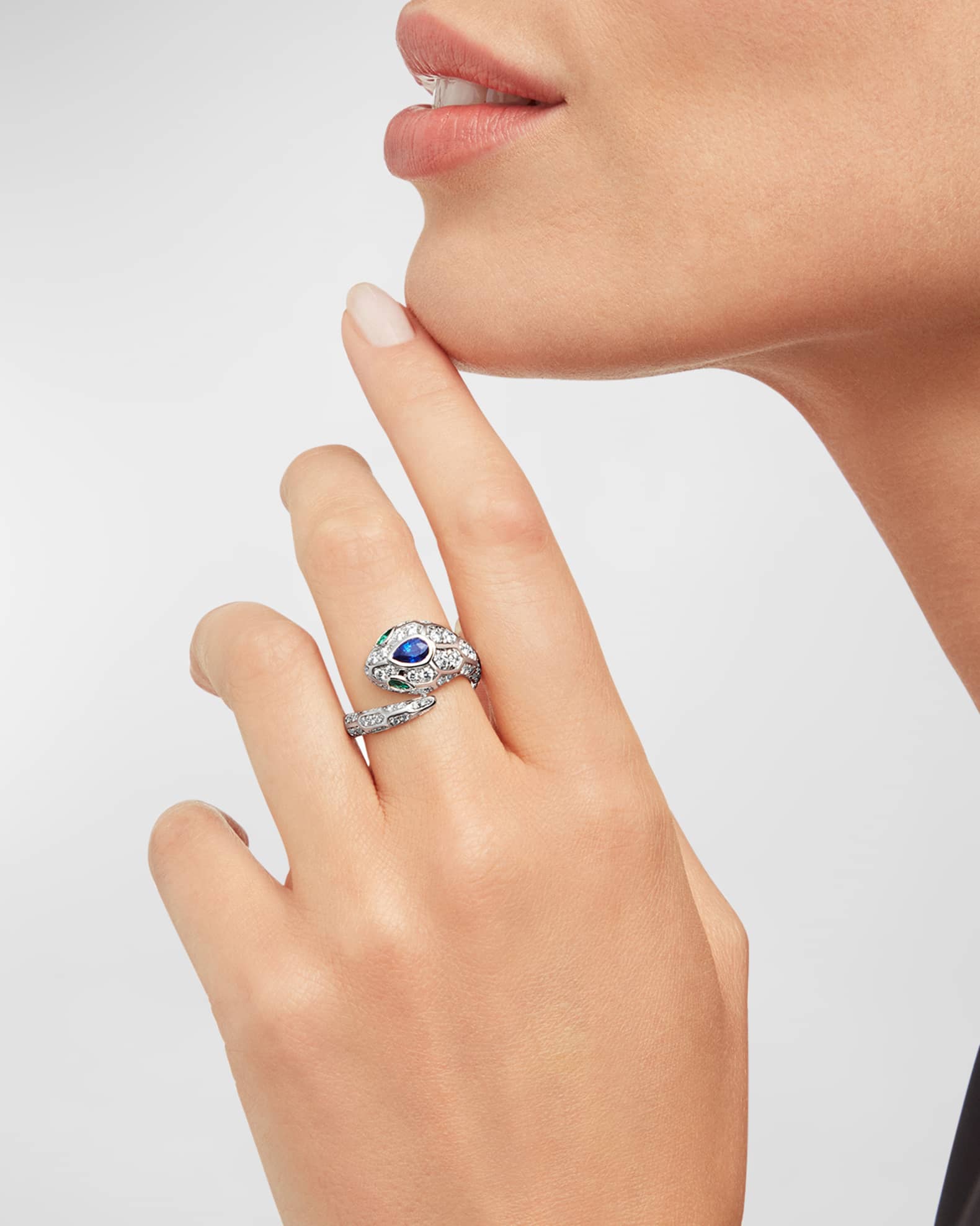 Serpenti Seduttori Emerald, Sapphire, and Diamond Ring 1