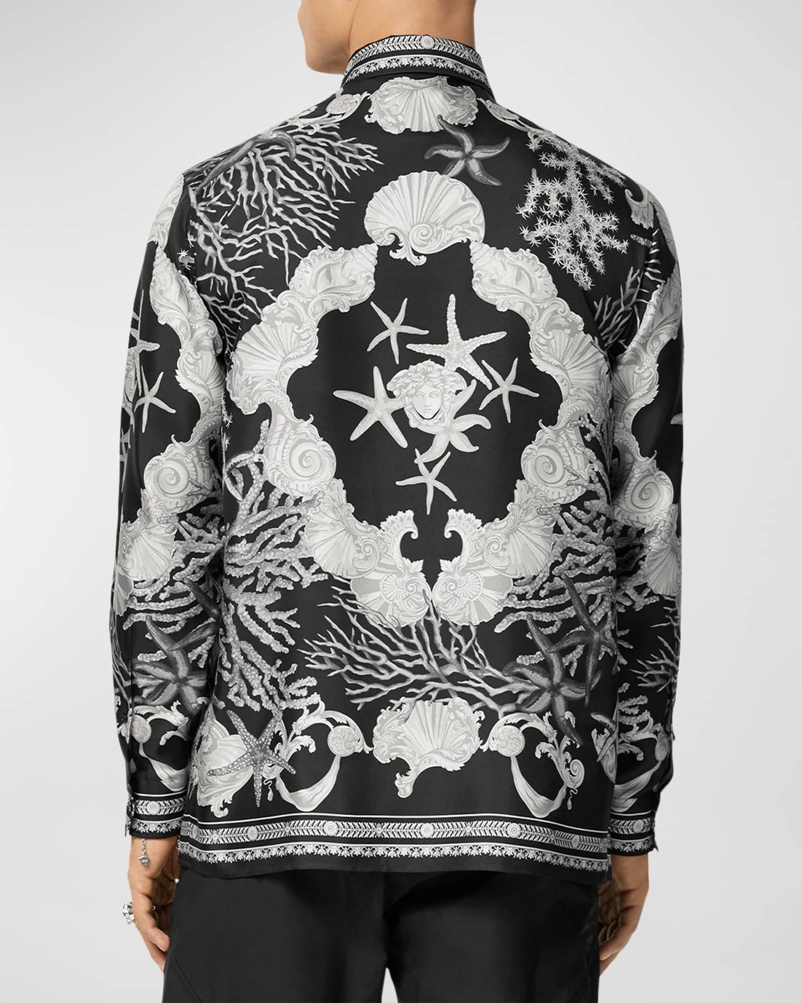 Men s Printed Silk Button Down Shirt