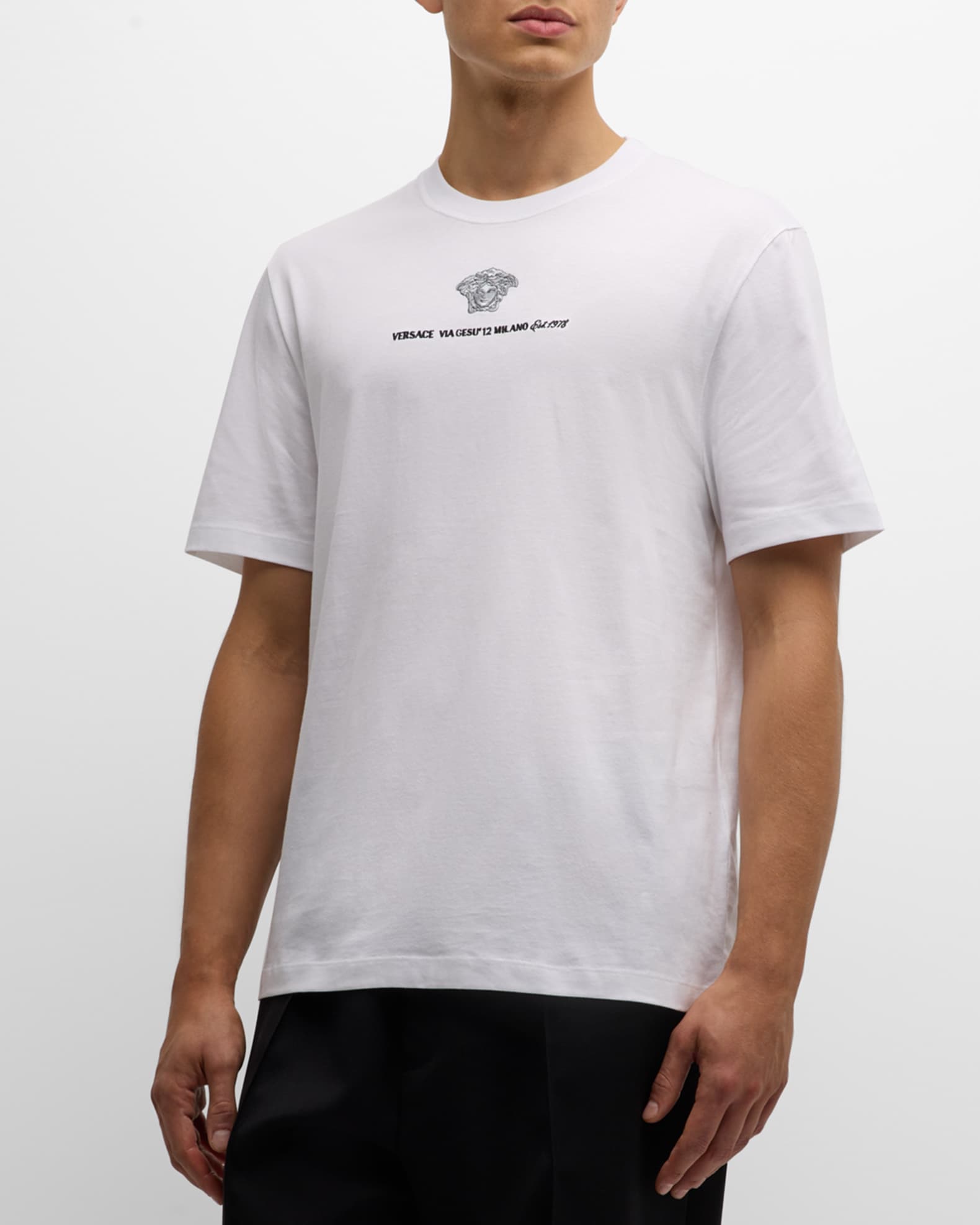 Versace Men's Medusa Embroidered T-Shirt | Neiman Marcus