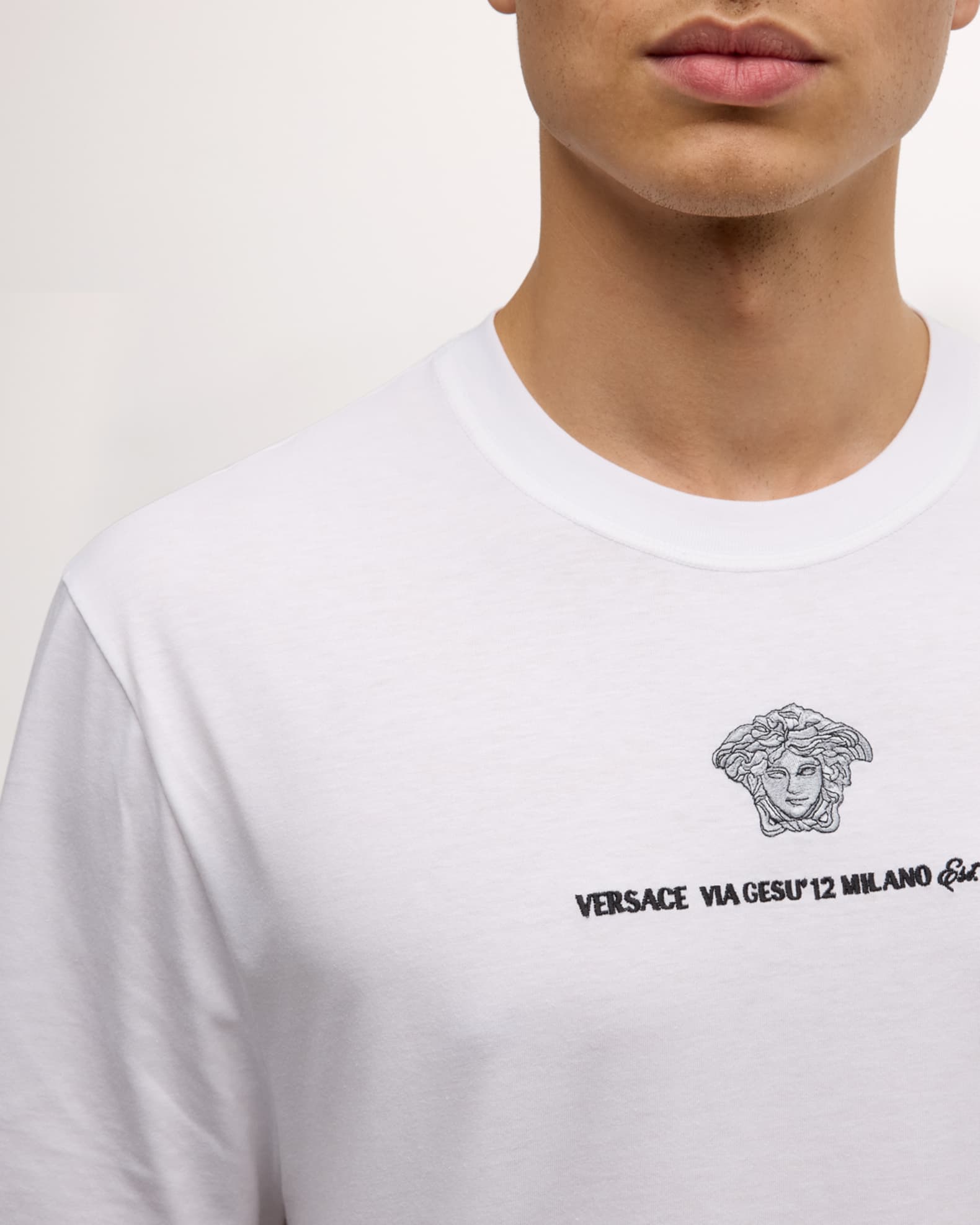 Versace Men's Medusa Embroidered T-Shirt | Neiman Marcus