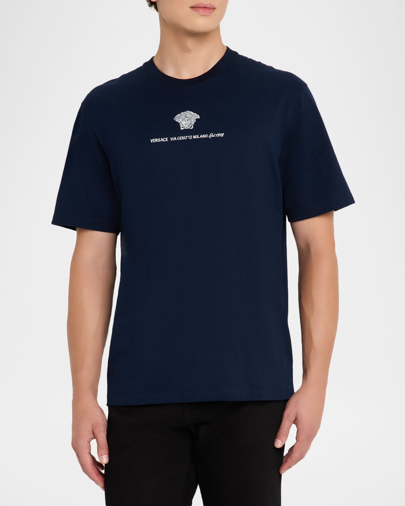 Versace Men's Medusa Embroidered T-Shirt | Neiman Marcus