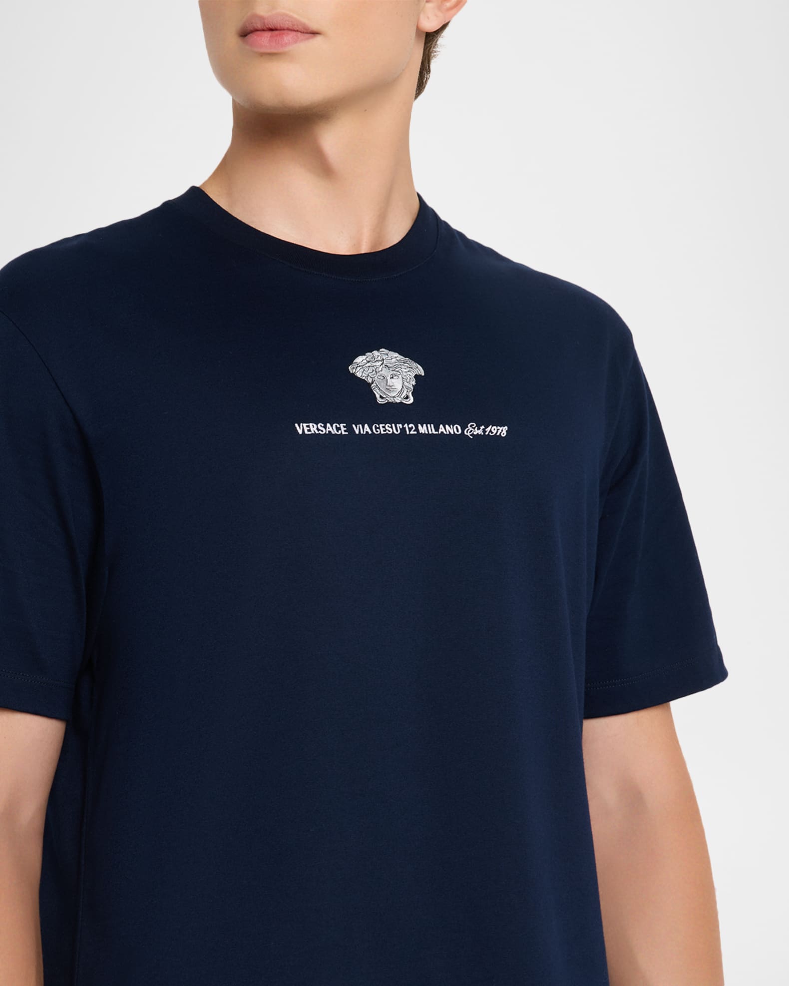 Versace Men's Medusa Embroidered T-Shirt | Neiman Marcus
