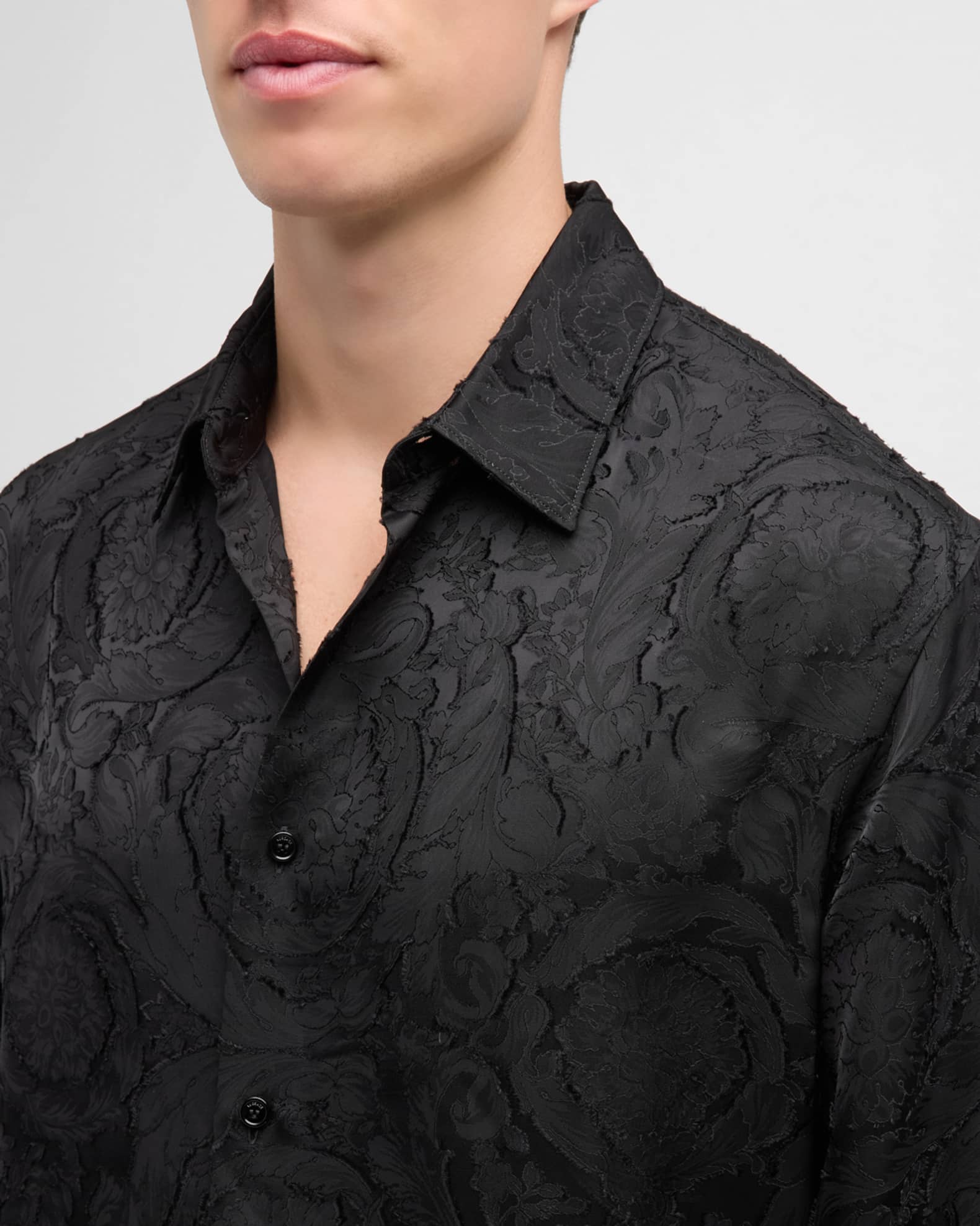Versace Men's Tonal Barocco Sport Shirt | Neiman Marcus
