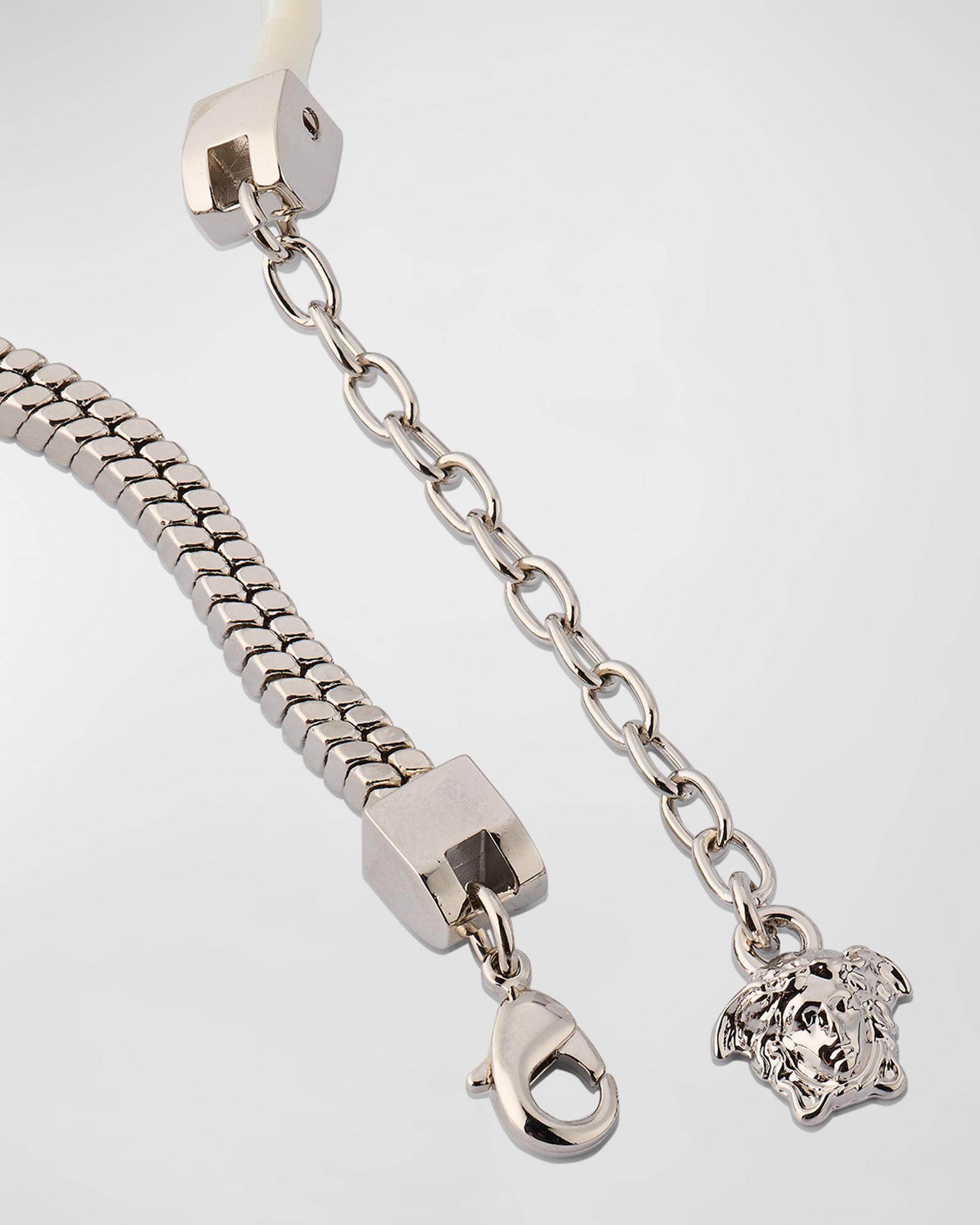Versace Silvertone Chain and Mother-of-Pearl Bead Necklace | Neiman Marcus