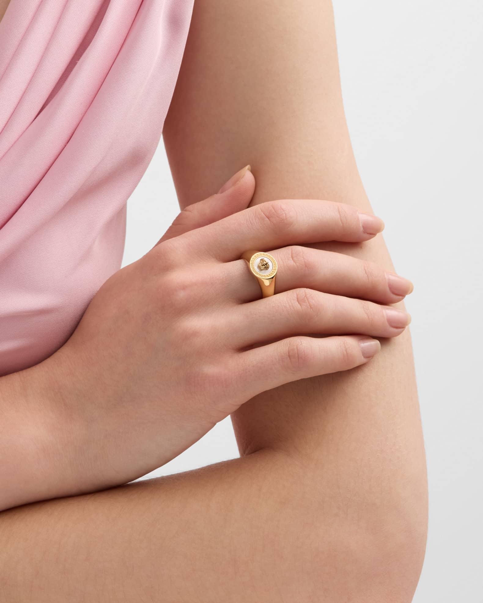 Mother-of-Pearl Medusa and Greca Ring 1