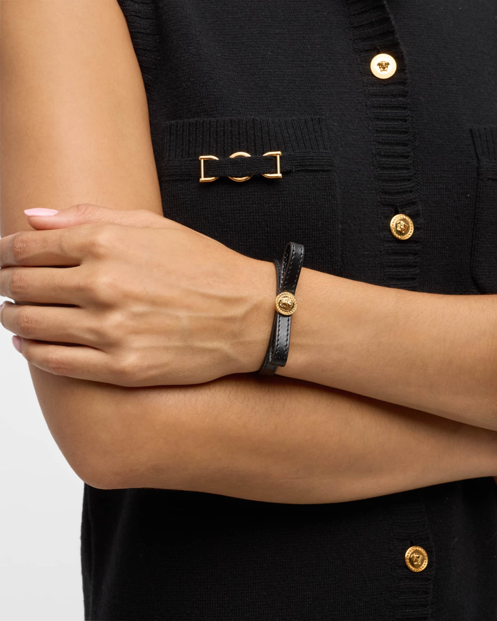 Medusa Greca Leather Bracelet