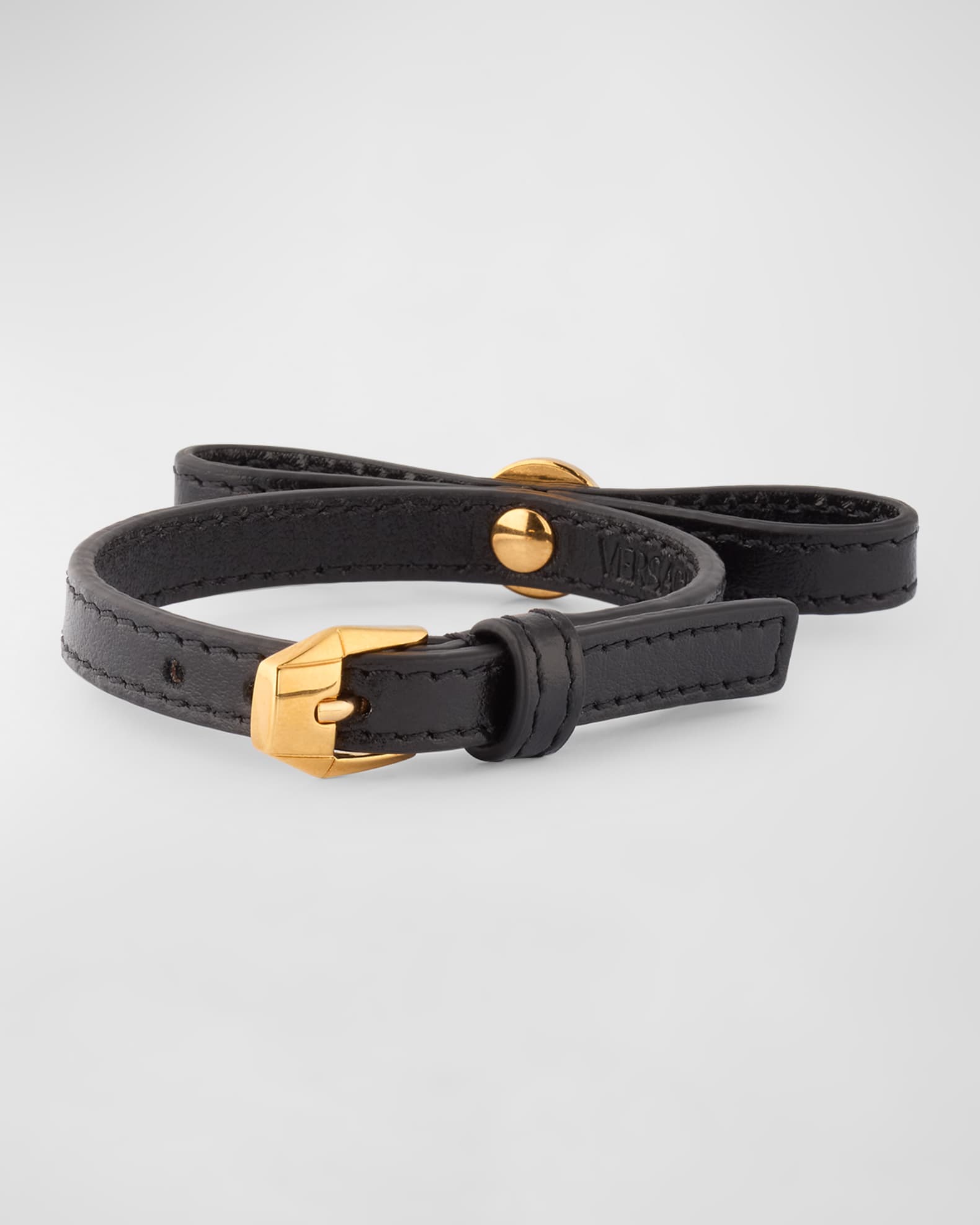 Versace Medusa Greca Leather Bracelet | Neiman Marcus
