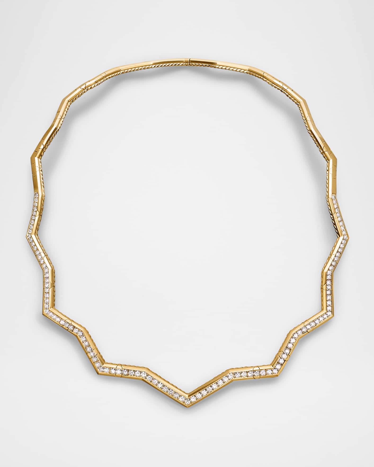 David Yurman Zig Zag Stax Necklace with Diamonds in 18K Gold, 5mm