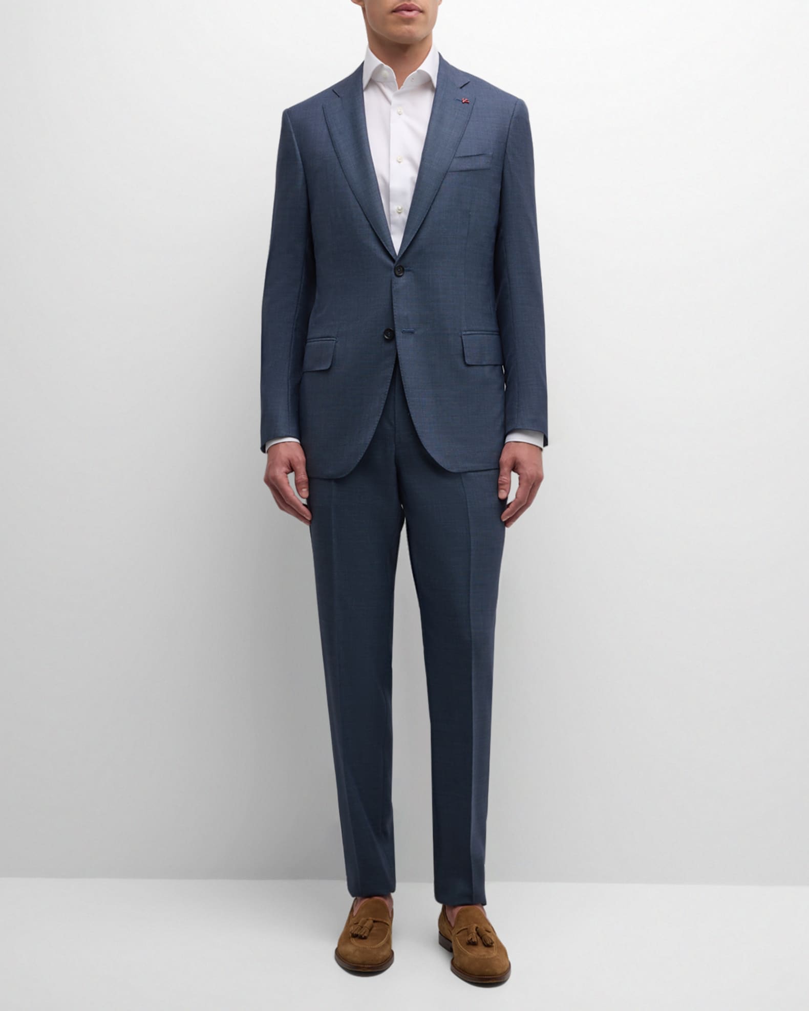 Isaia Men's Blue Birdseye Wool Suit Neiman Marcus