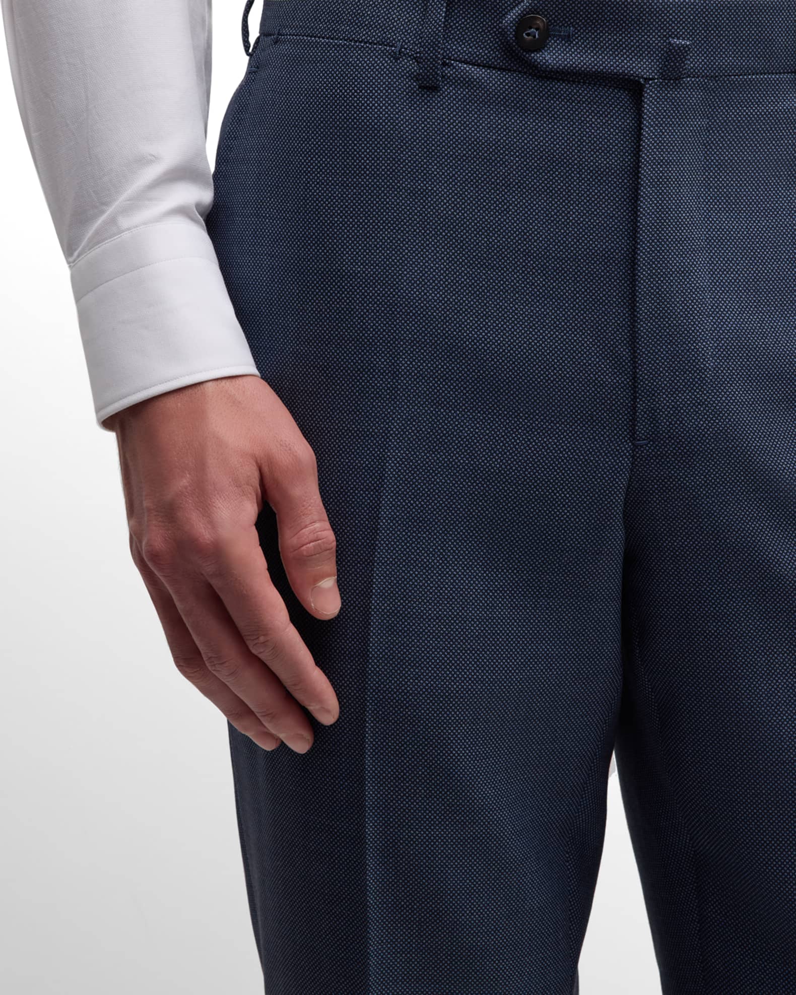 Men's Blue Birdseye Wool Suit 1