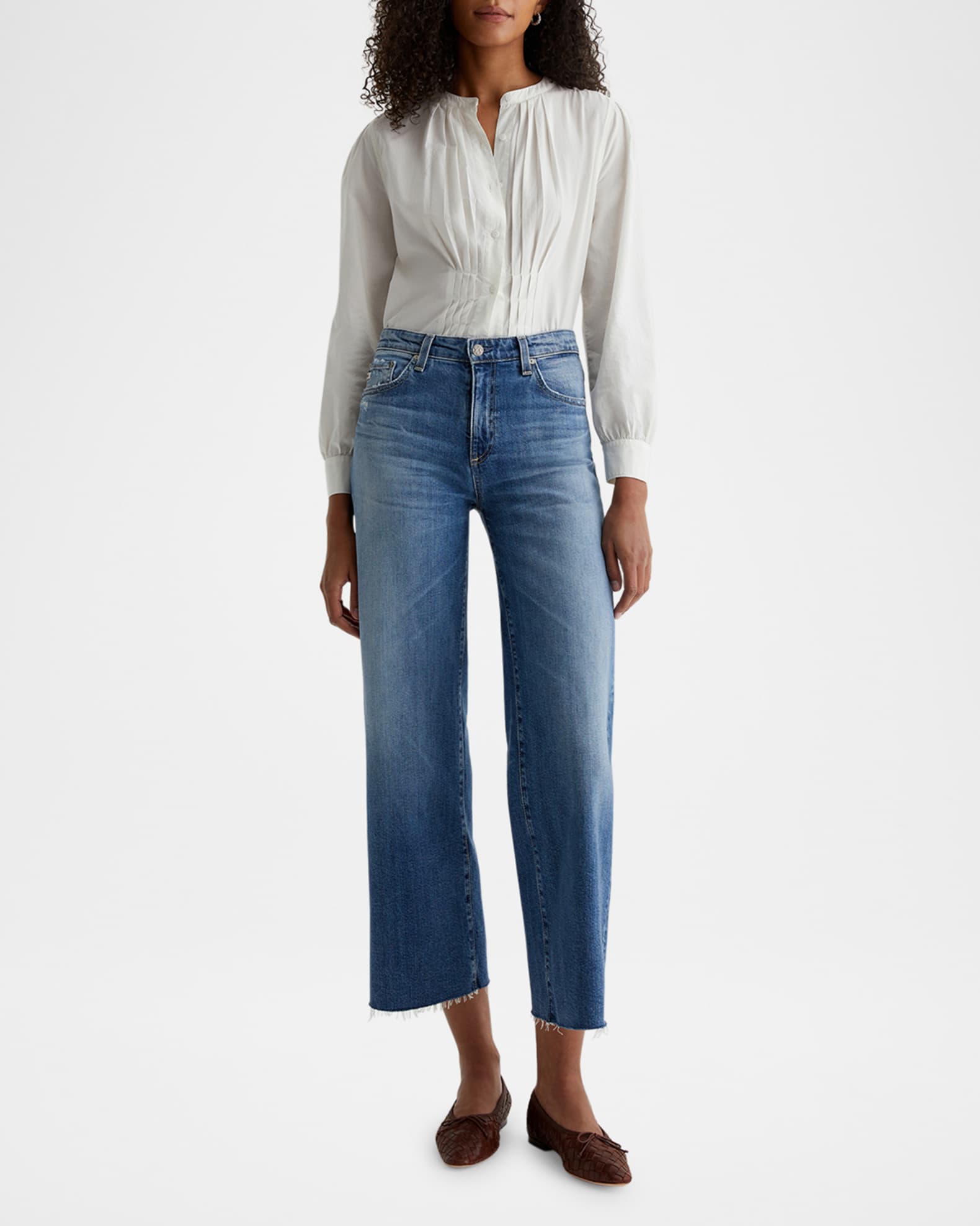 Saige Mid-Rise Wide-Leg Crop Jeans 1