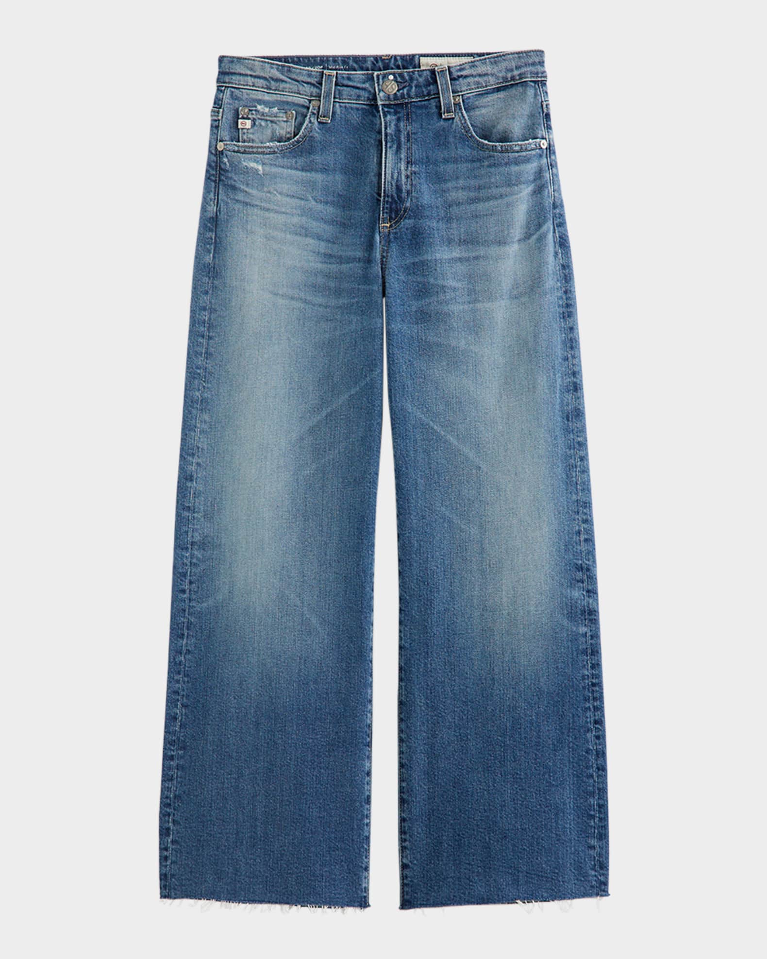 Saige Mid-Rise Wide-Leg Crop Jeans 0