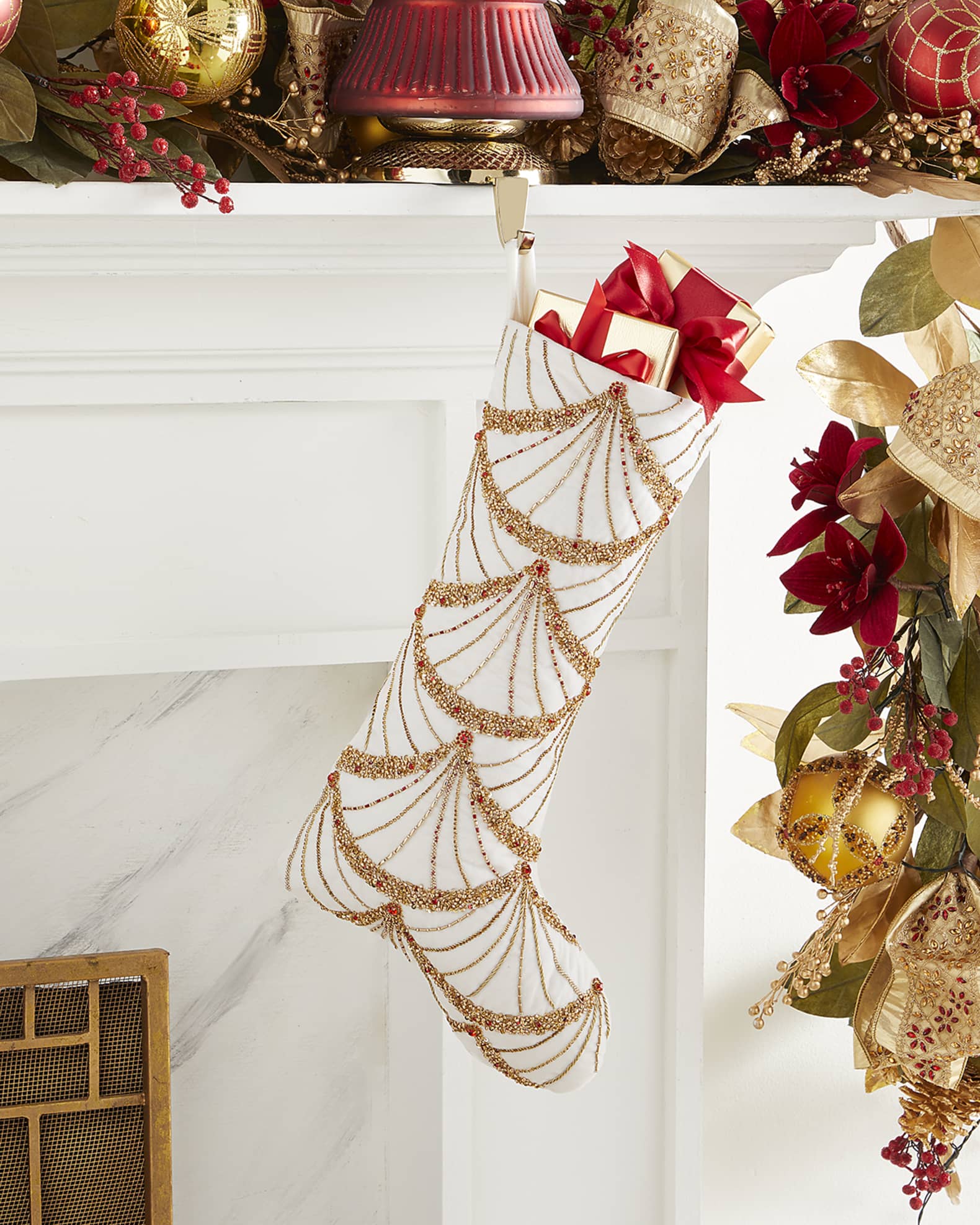 Beaded Fan Christmas Stocking 0