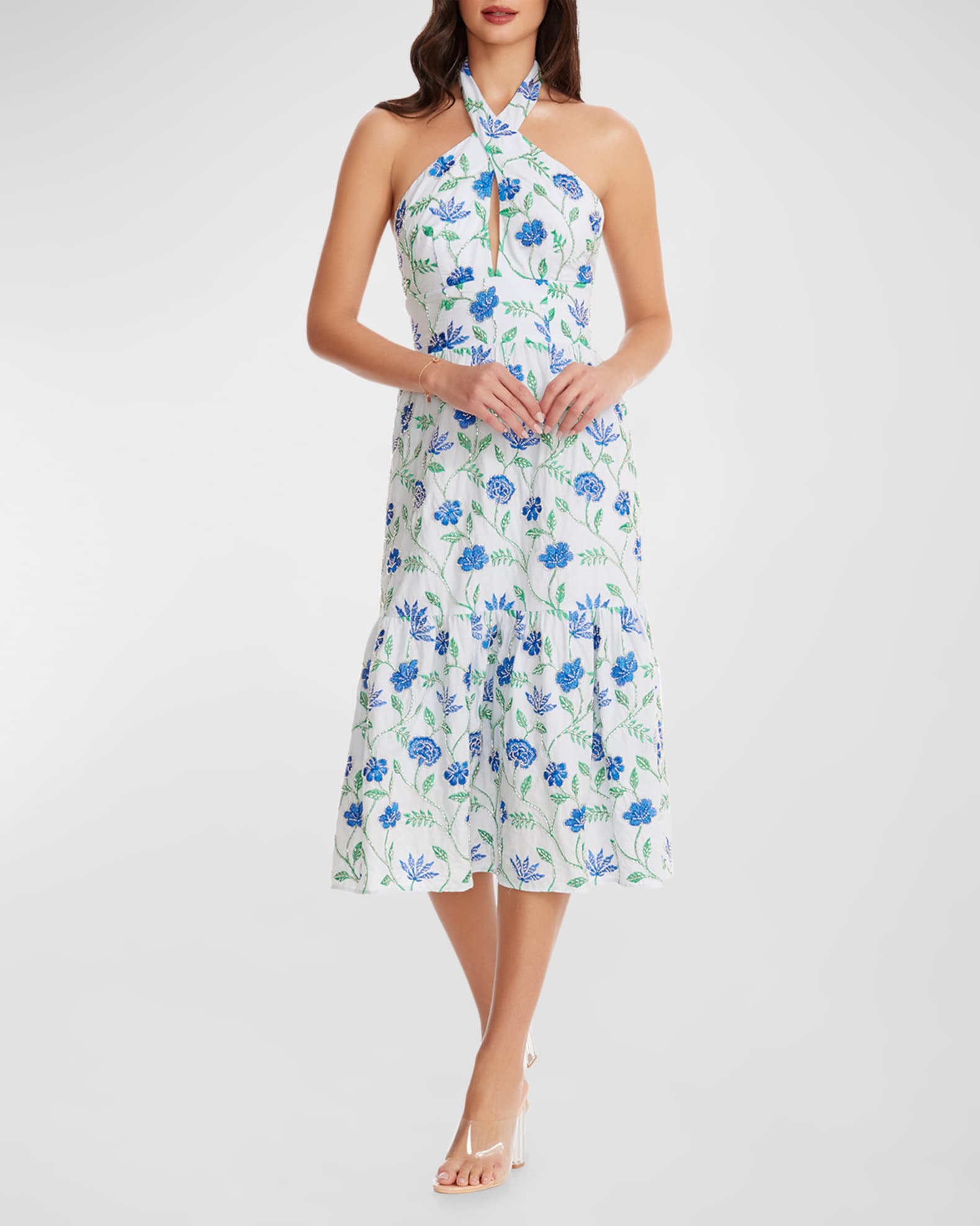 Dress the population halter dress top