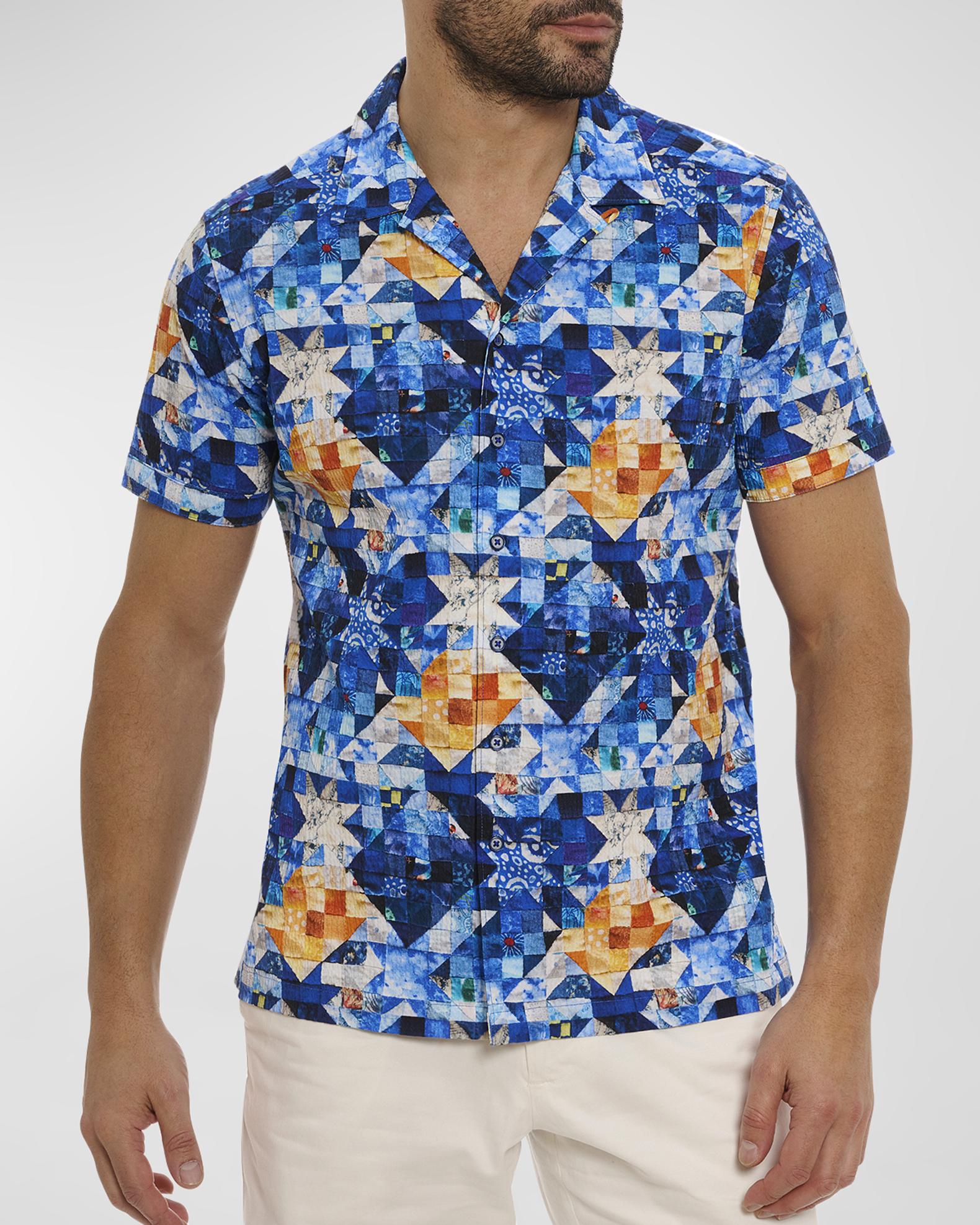 Robert Graham Men's Sashiko Short-Sleeve Shirt | Neiman Marcus