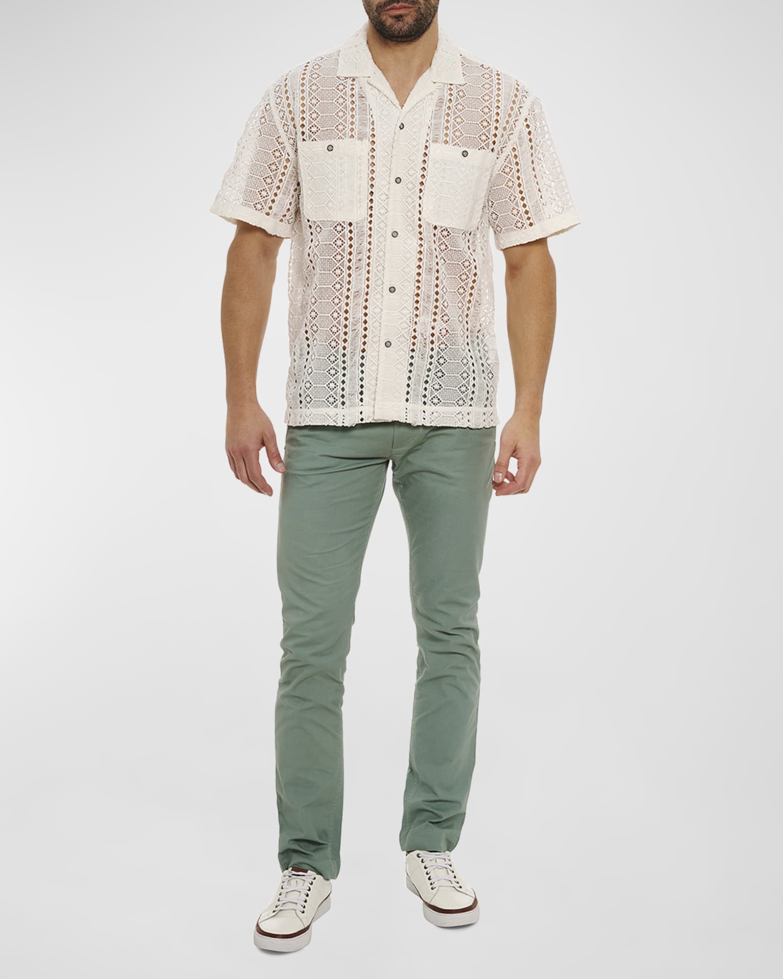 Men's Milanese Embroidered Short-Sleeve Shirt 1