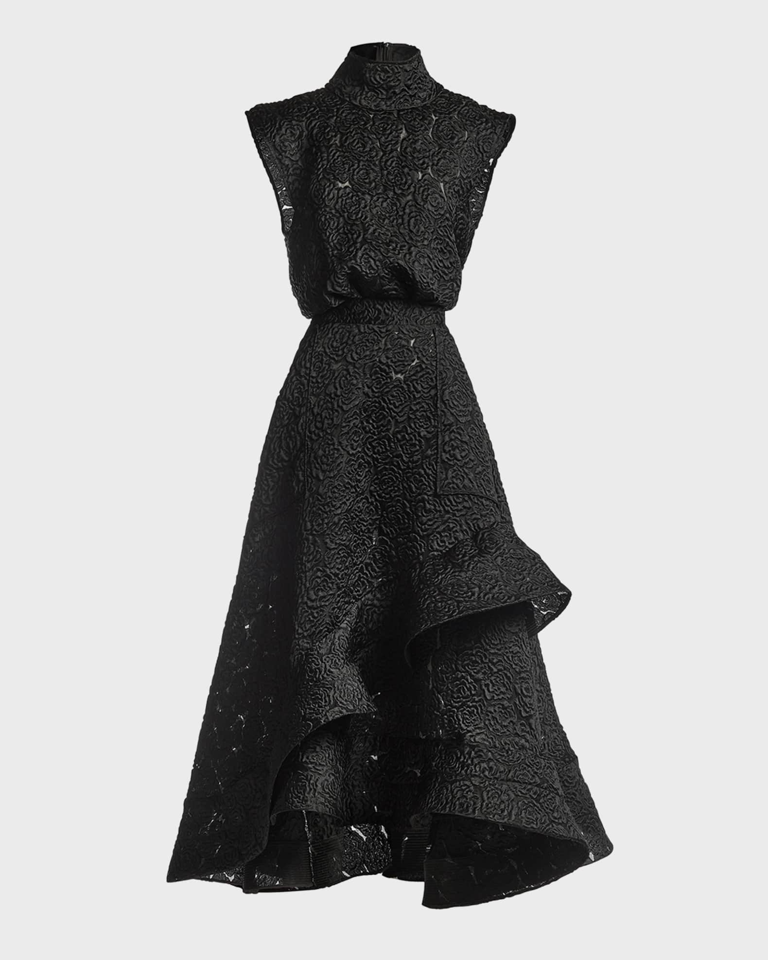 Maticevski Arresting Floral Embroidered Gown with Ruffle Hem