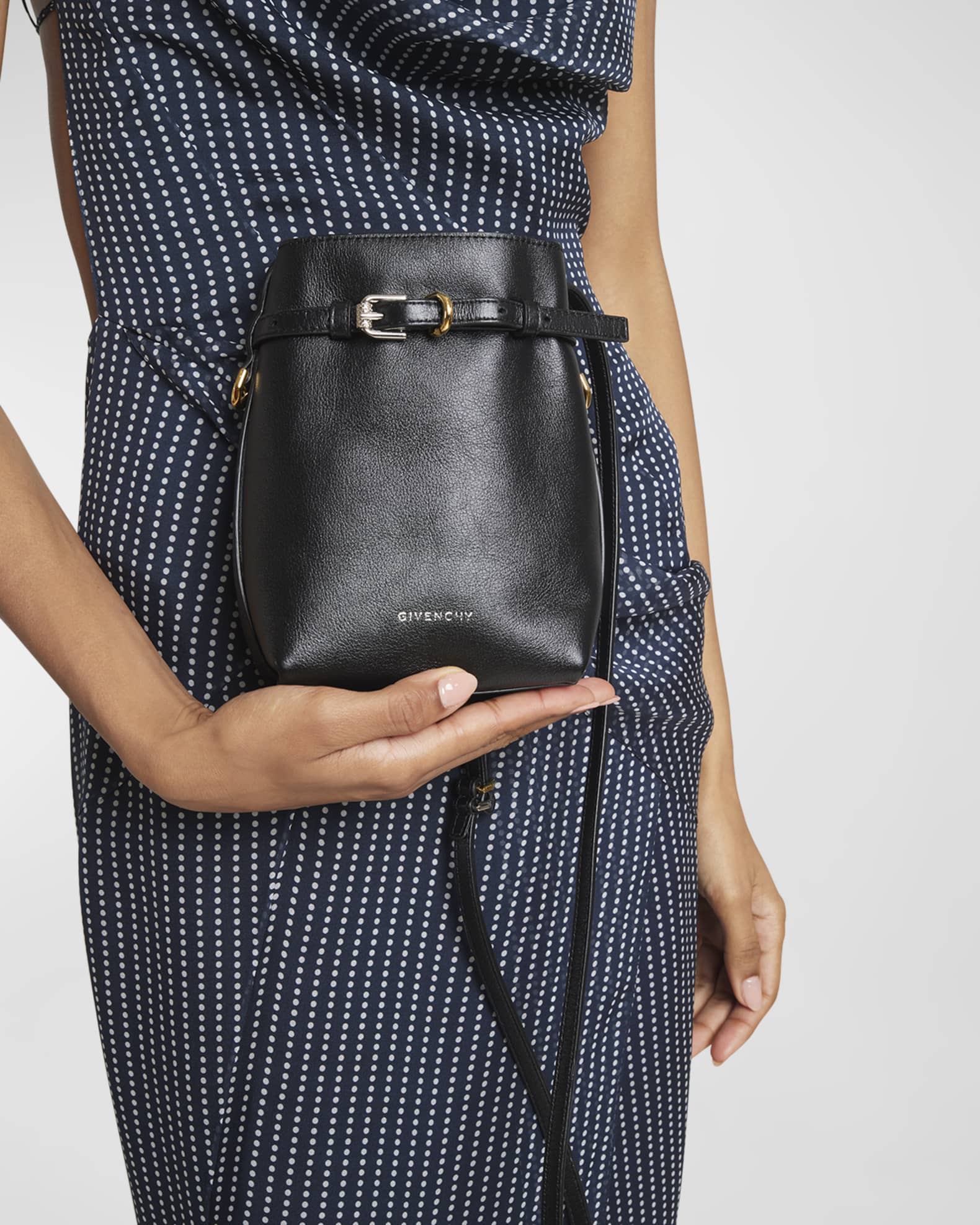 Givenchy Voyou Phone Pouch Bucket Bag in Shiny Tumbled Leather Neiman Marcus