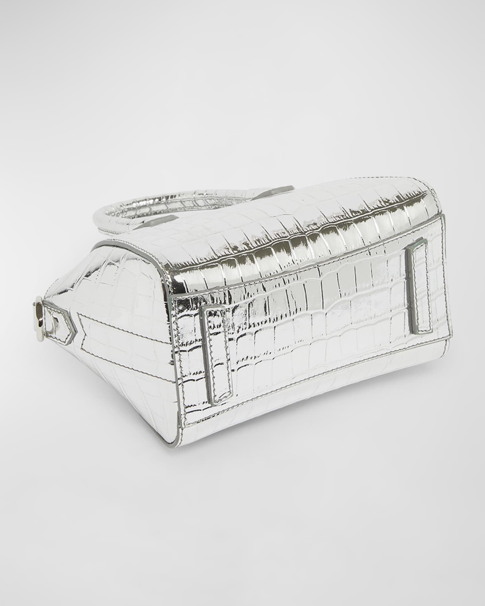 Antigona Toy Top-Handle Bag in Metallic Croc-Embossed Leather 1