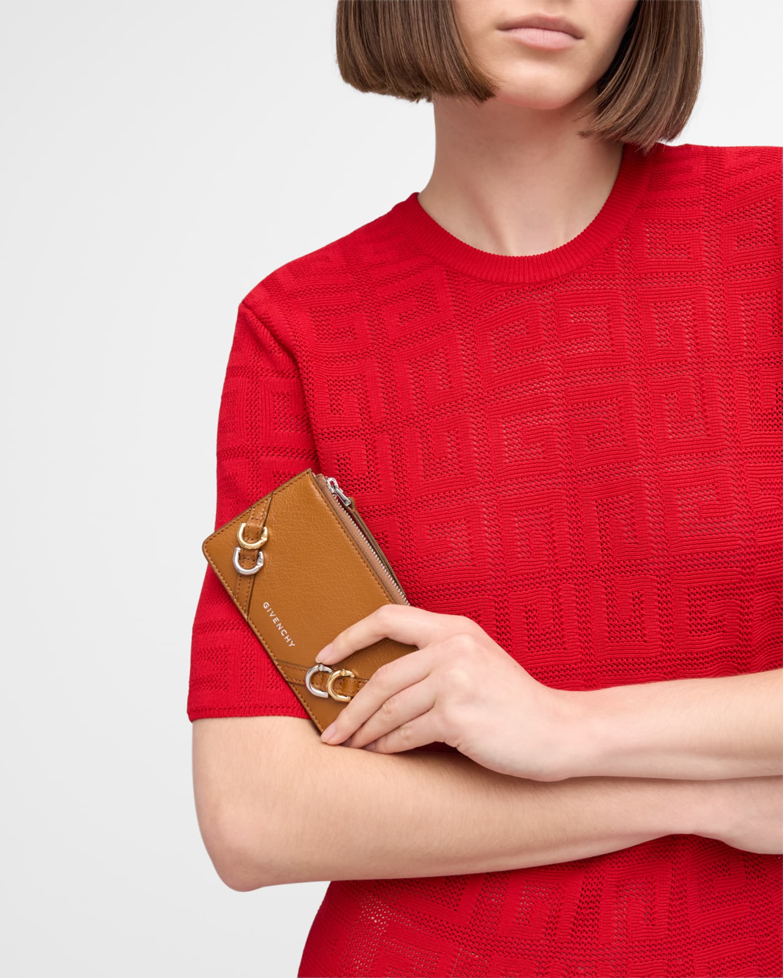 Givenchy Voyou Zip Card Holder in Tumbled Leather | Neiman