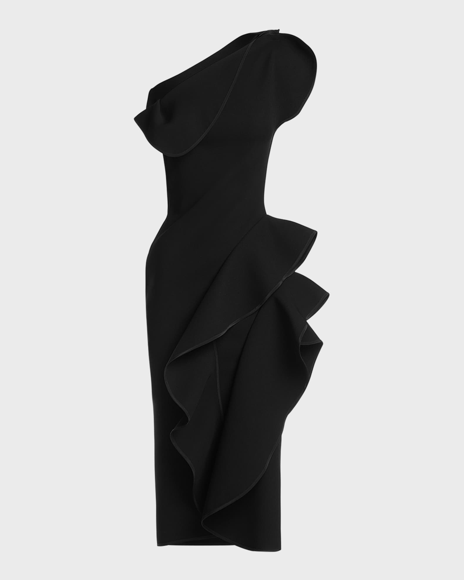 One shoulder twisted ruffles slit hem dress cheap