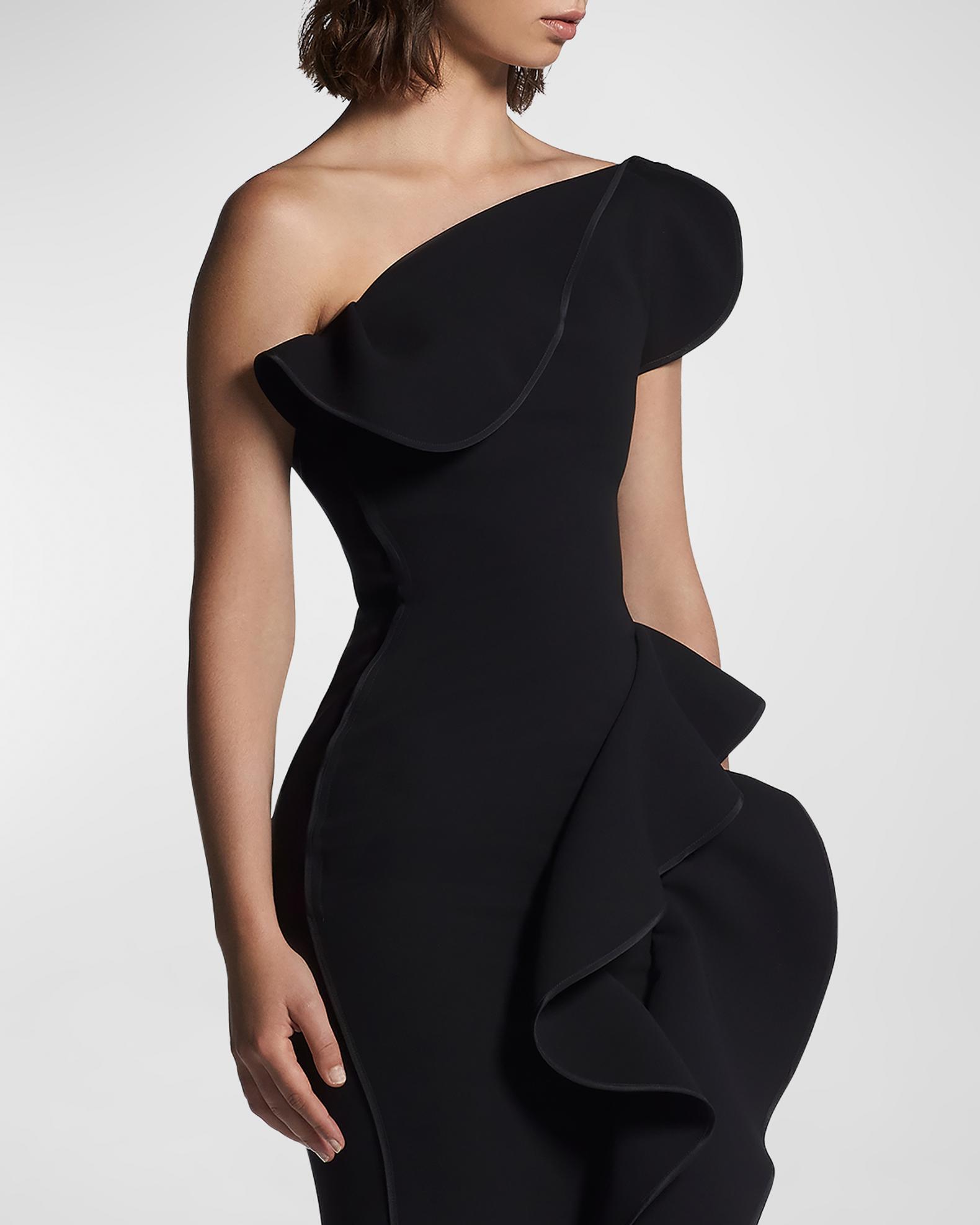 Maticevski Rhythm One-Shoulder Midi Dress with Ruffle Details | Neiman ...