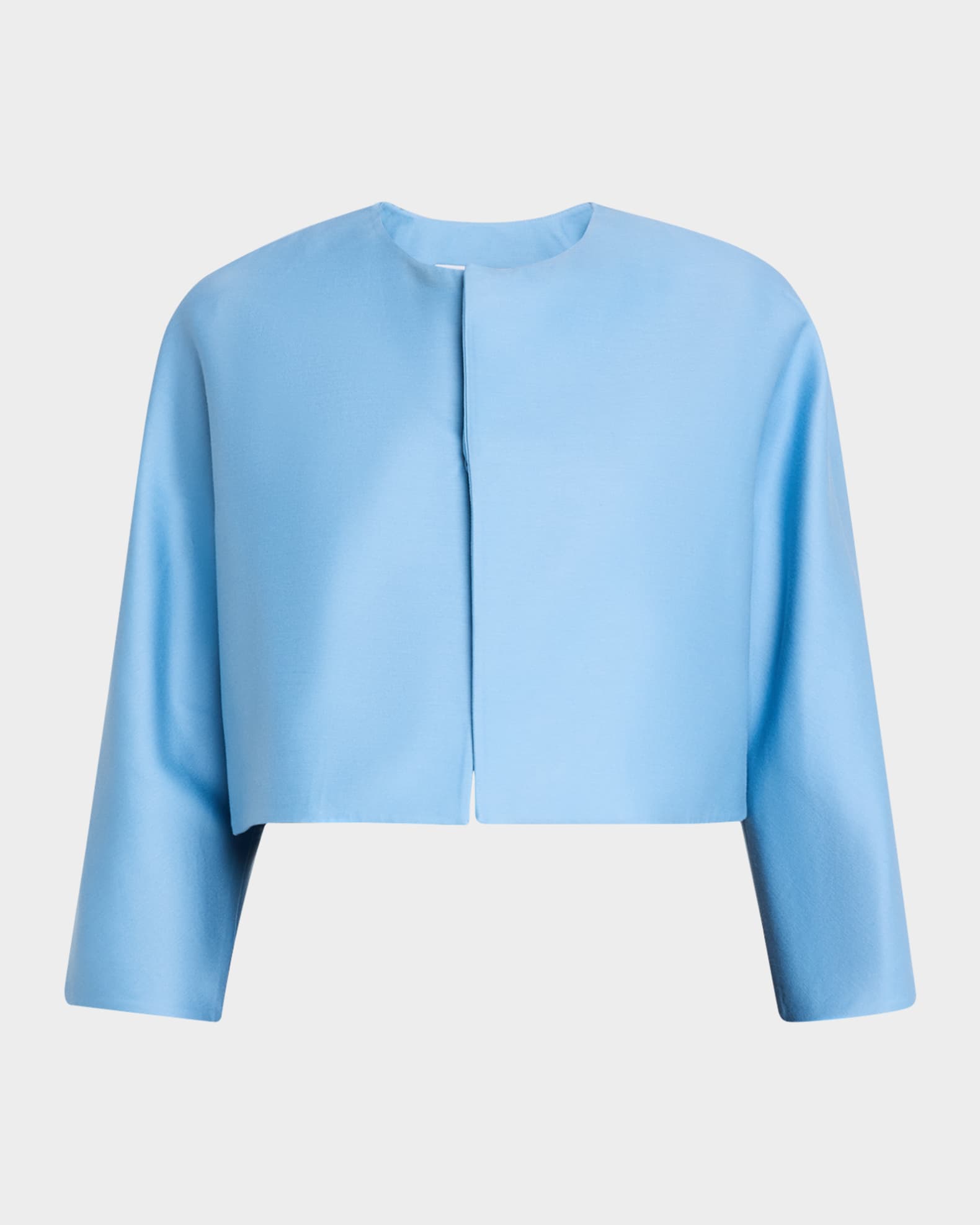 Collarless Cotton Crop Jacket 0