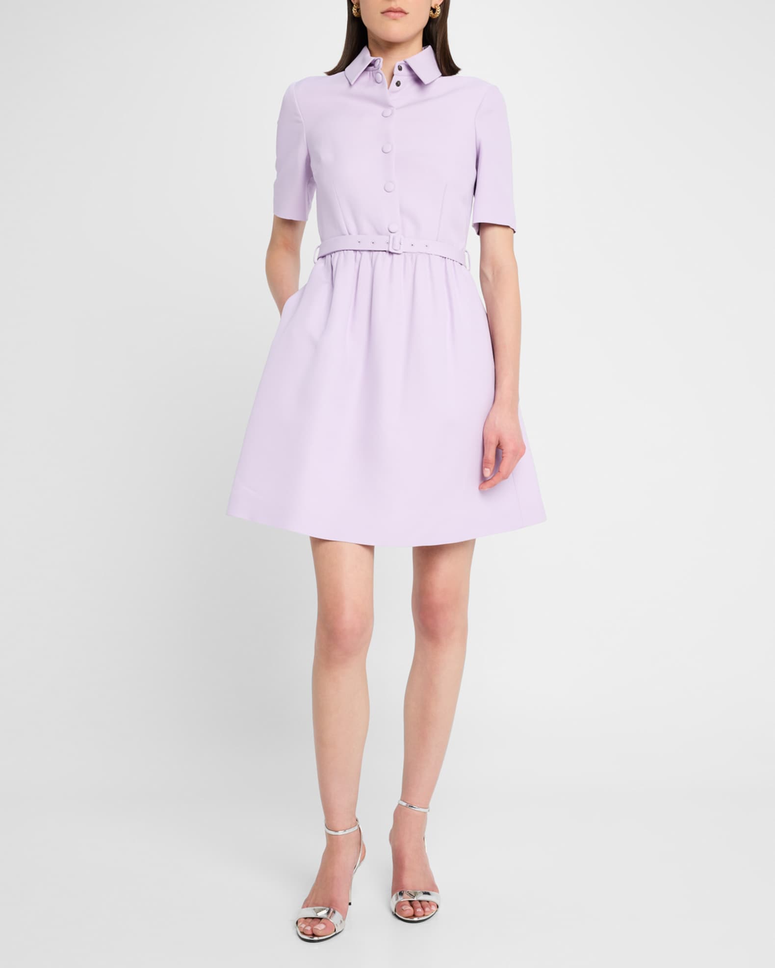 Button-Front Fit-And-Flare Shirtdress 1