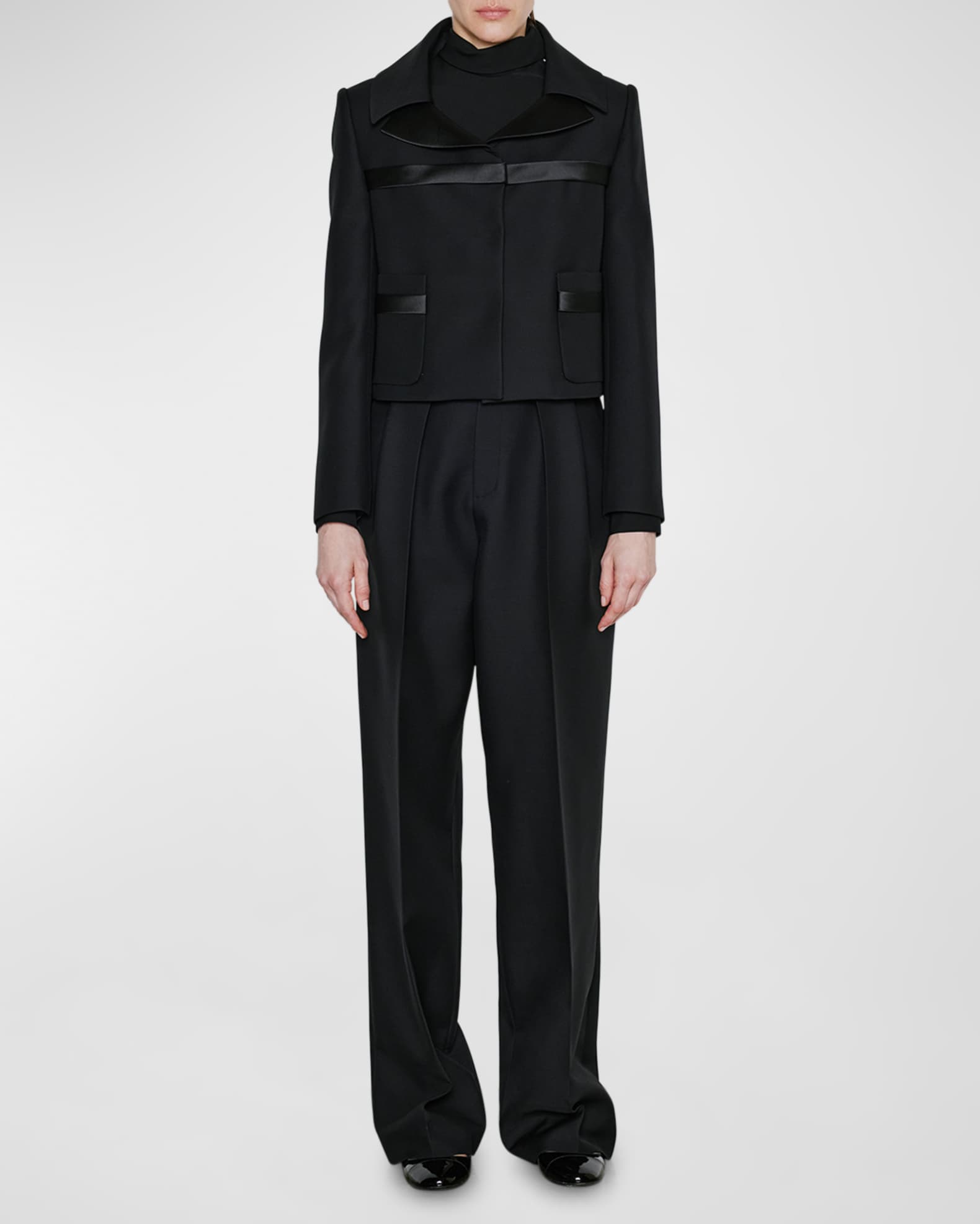 Pleated Wide-Leg Wool-Blend Trousers 1