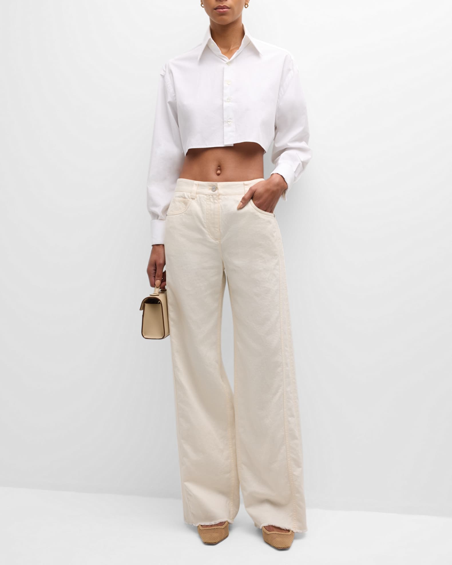 Puddle TWP Pant in Cotton Linen 0 Bone