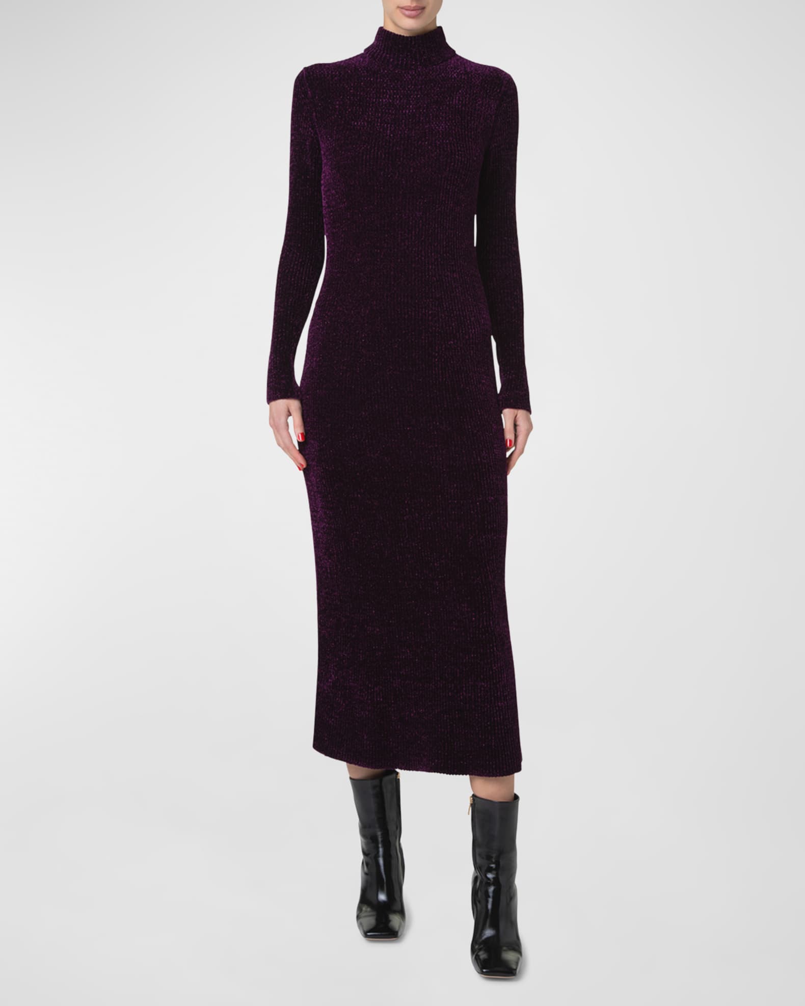 Chenille Ribbed Knit Tube Midi Dress 1