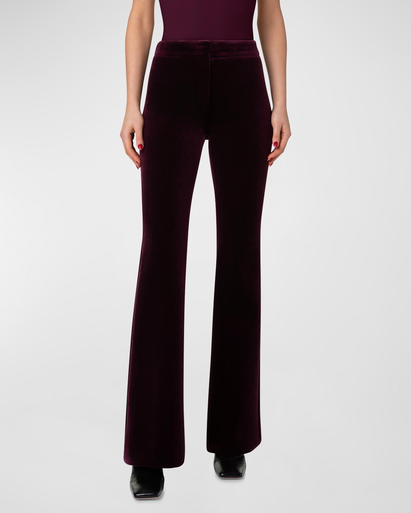 Akris Faris High-Rise Neoprene Velvet Bootcut Pants | Neiman Marcus