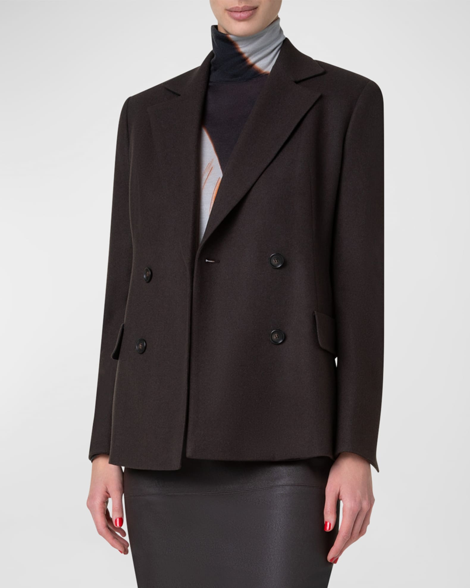 NEWモデル Akris Marvin Jacket Double-Breasted Flannel Cashmere ジャケット・アウター
