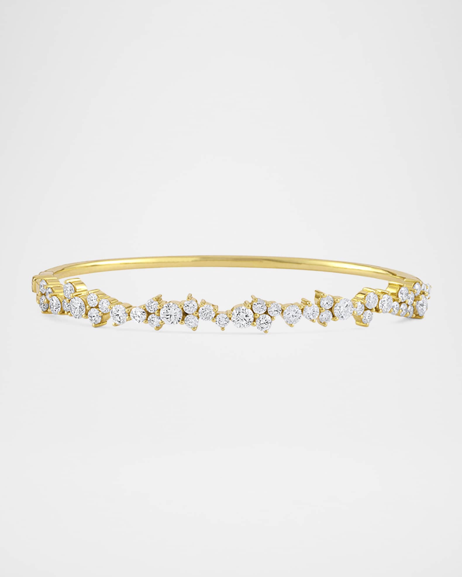 14K Yellow Gold Cocktail Hinge Bangle Bracelet with Diamonds 0