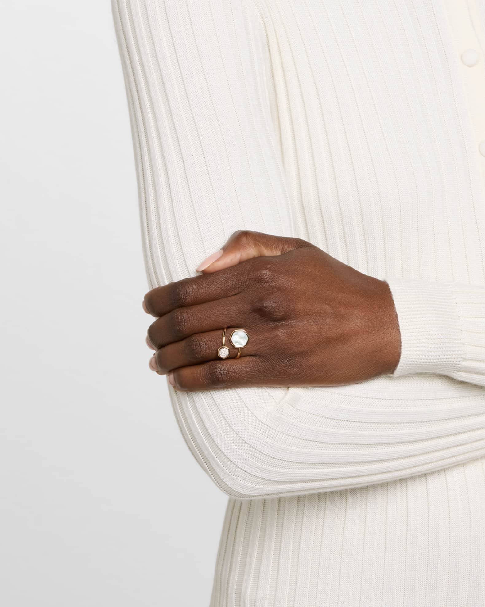 18K Rose Gold Diamond and Mother-Of-Pearl Ring 1