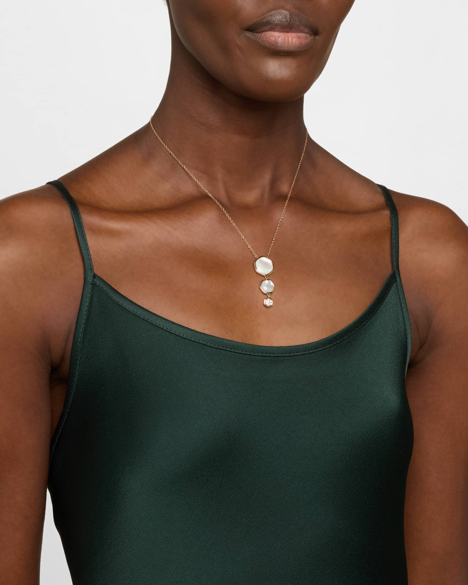 18K Rose Gold Diamond and Mother-Of-Pearl Pendant Necklace 1