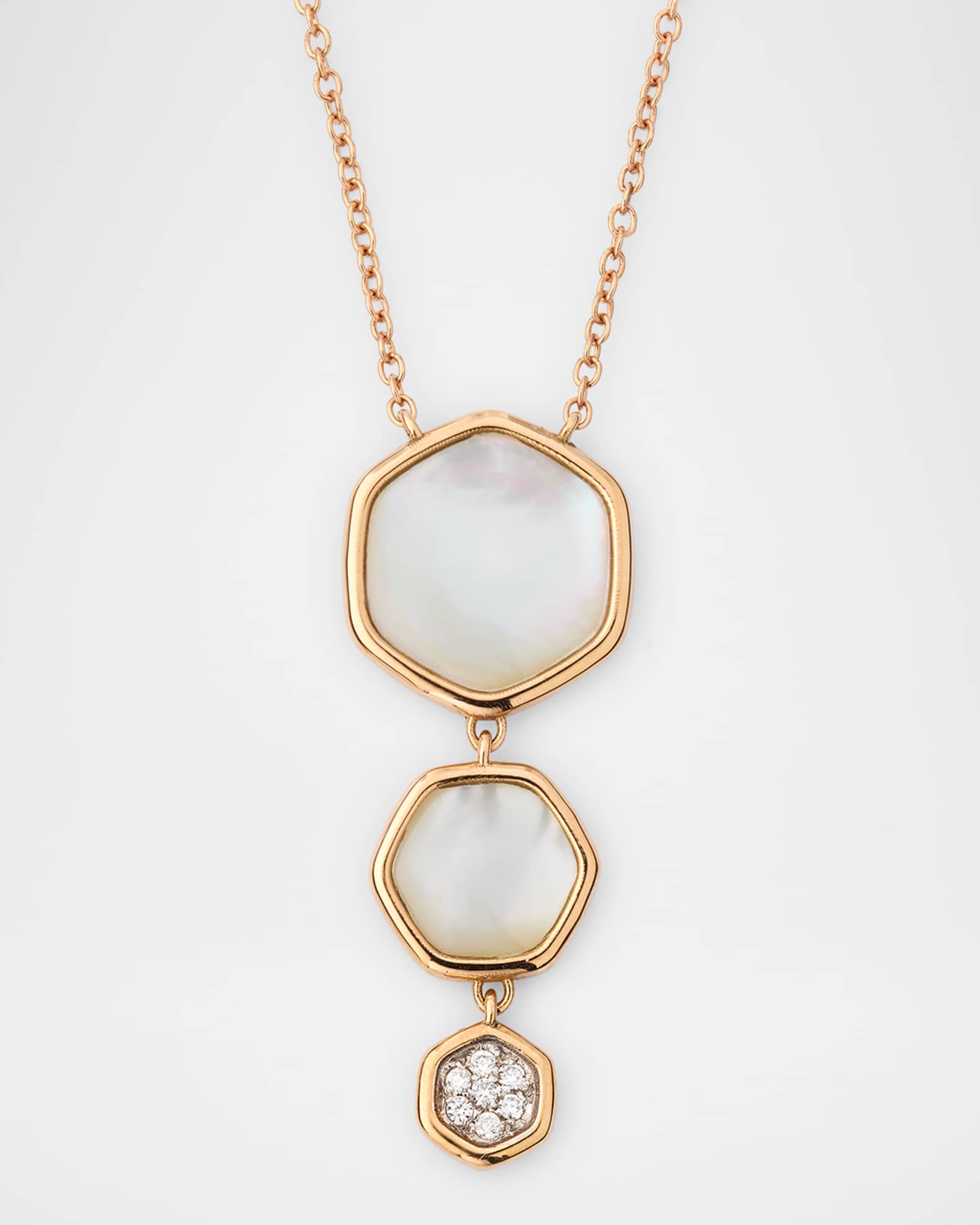 18K Rose Gold Diamond and Mother-Of-Pearl Pendant Necklace 0