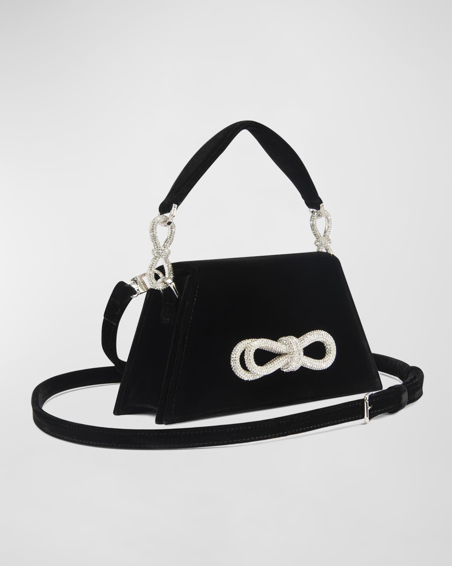 MACH & MACH Samantha Embellished Bow Velvet Top-Handle Bag