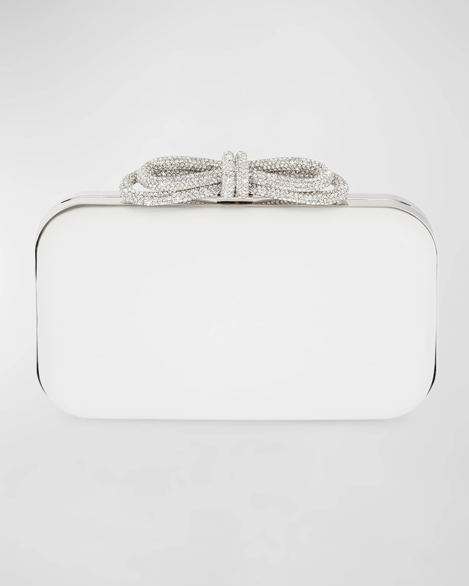 Embellished Bow Leather Clutch Bag 0