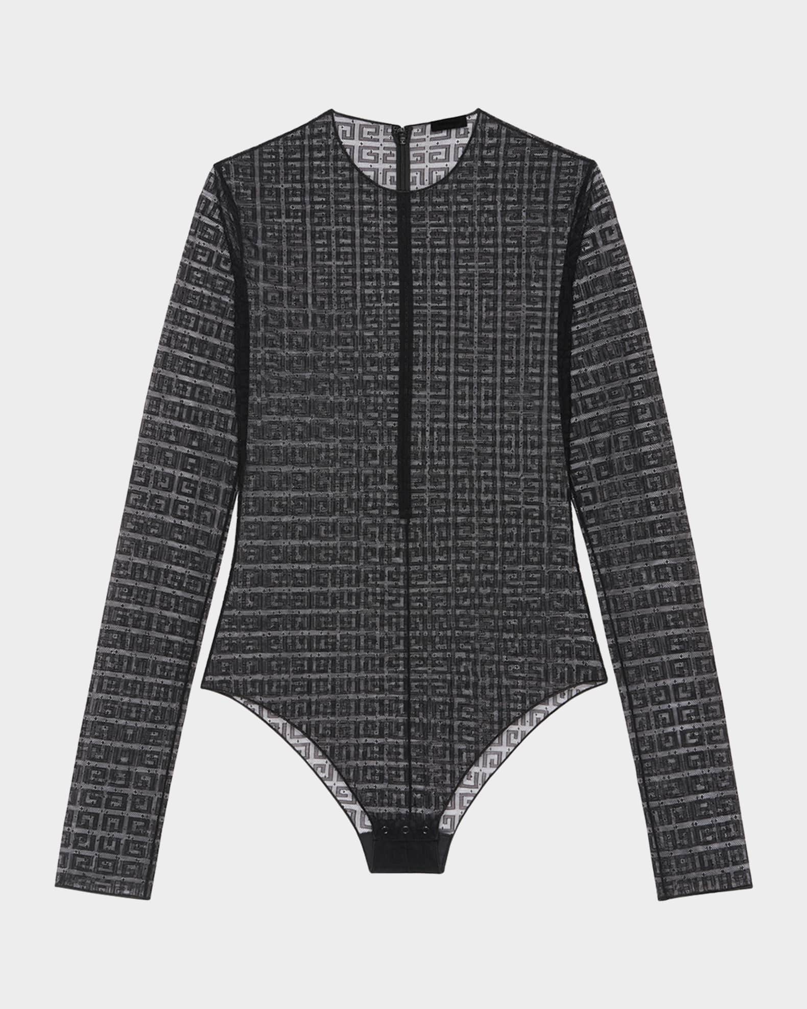 Givenchy 4G Mesh Long-Sleeve Crewneck Bodysuit | Neiman Marcus Givenchy 4G Mesh Long-Sleeve Crewneck Bodysuit | Neiman Marcus