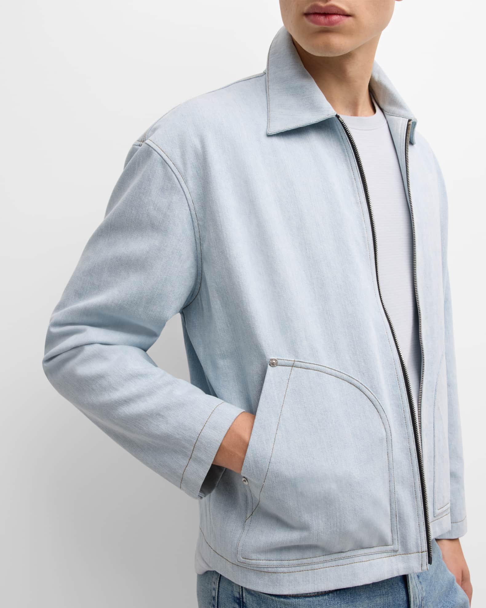 ★E.B.M★ Round Neck Denim Trucker Jacket EMP2DJK010 Oversized Logo Denim Trucker Jacket | GUESS Jeans