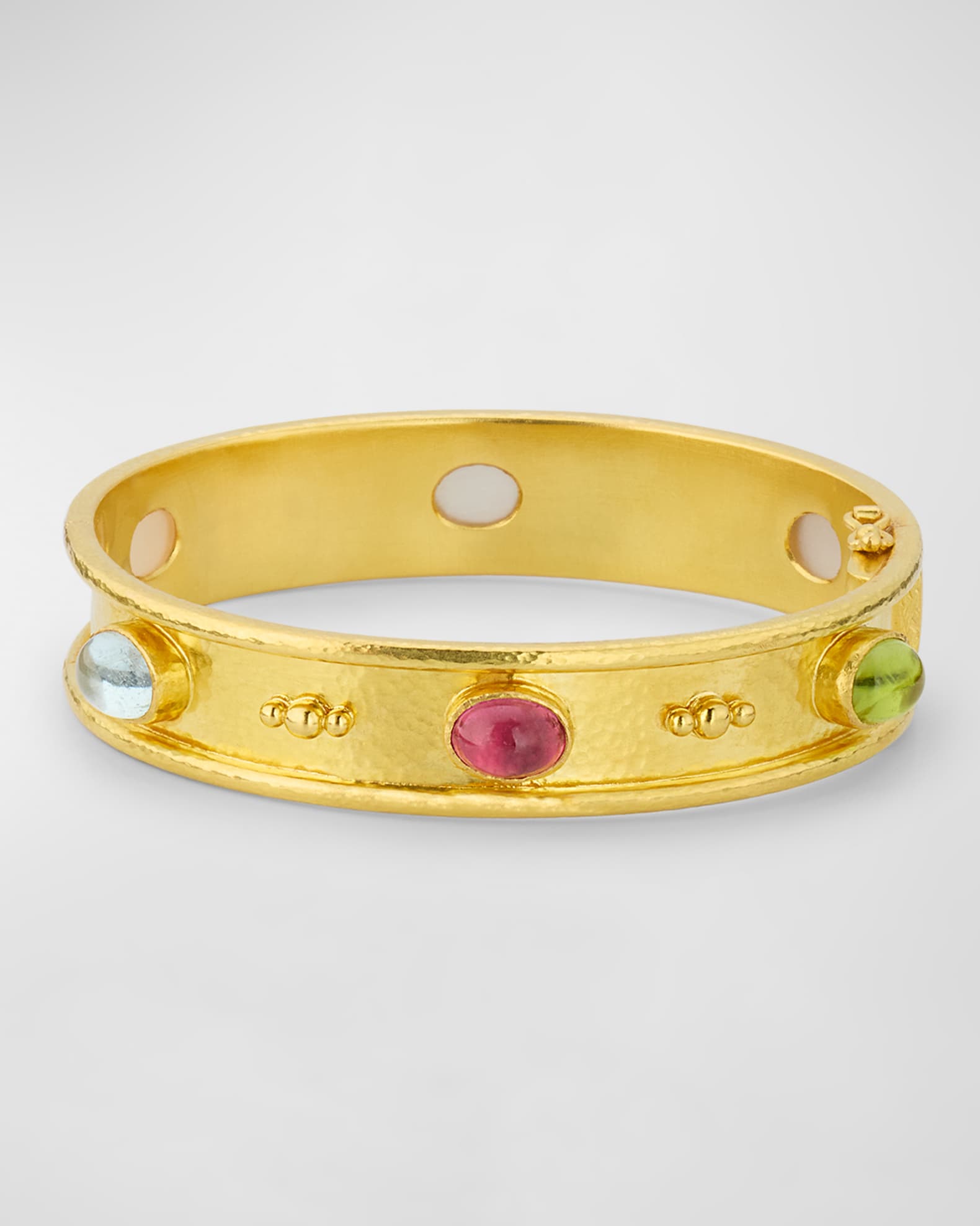 19K Yellow Gold Tutti-Frutti Mixed-Stone Narrow Bangle  0