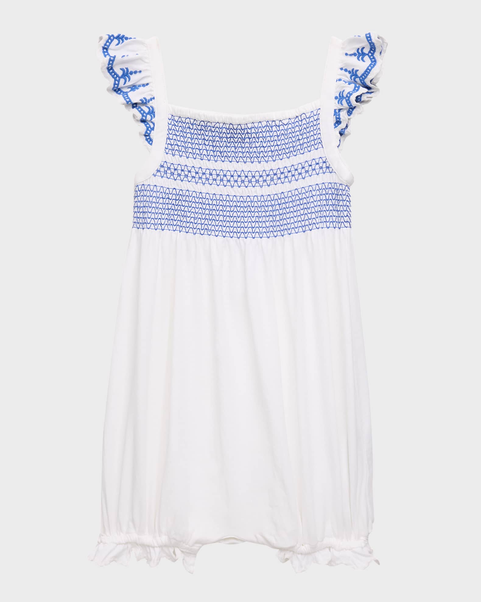 Ralph Lauren Childrenswear Girl's Smocked Embroidered Romper, Size 3M-24M