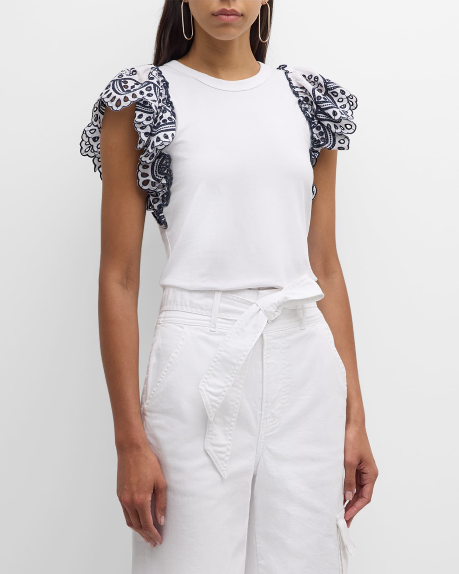 Chloé Kids contrast-stitching ruffle blouse - White