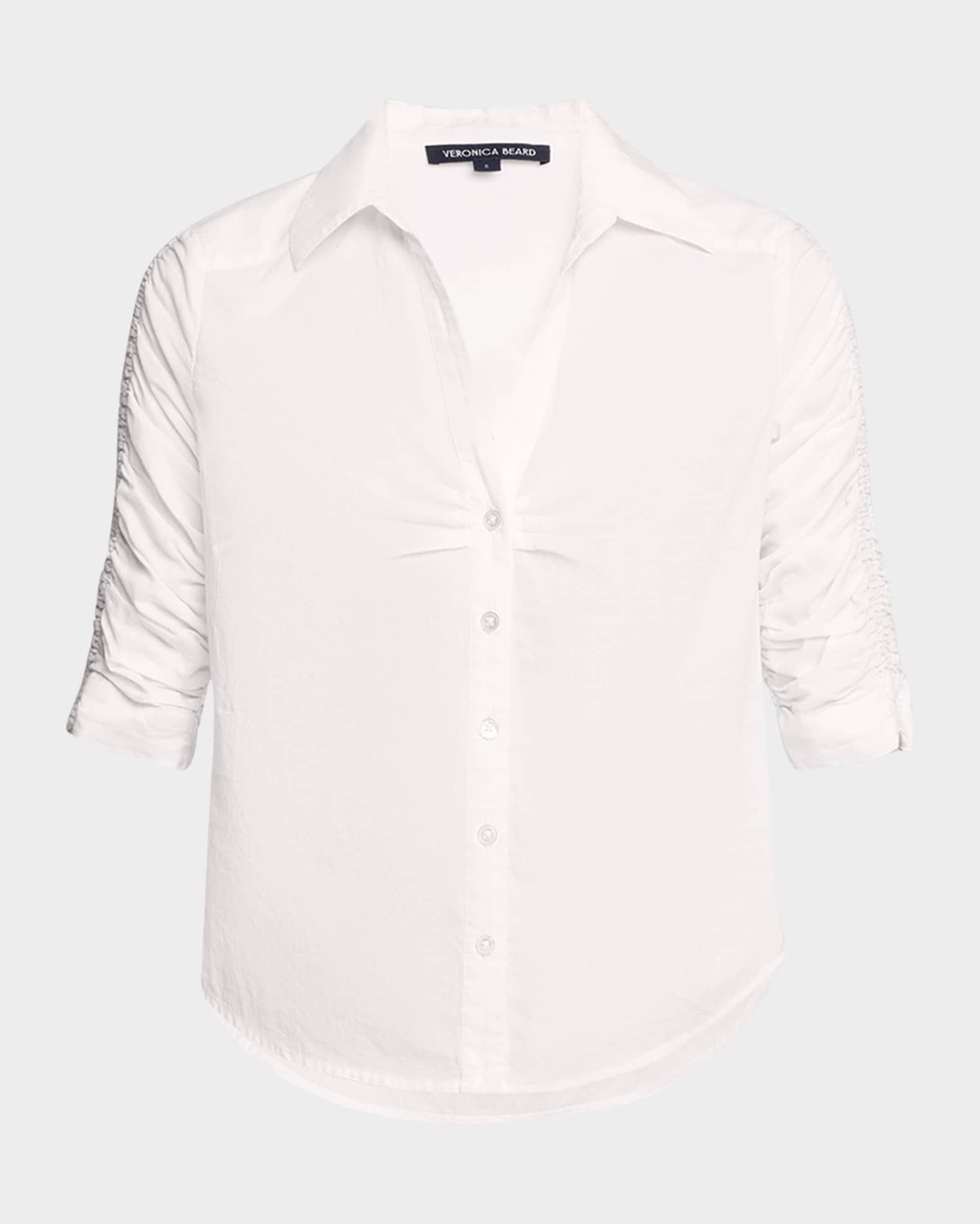 Veronica Beard Porta Ruched Button-Front Shirt