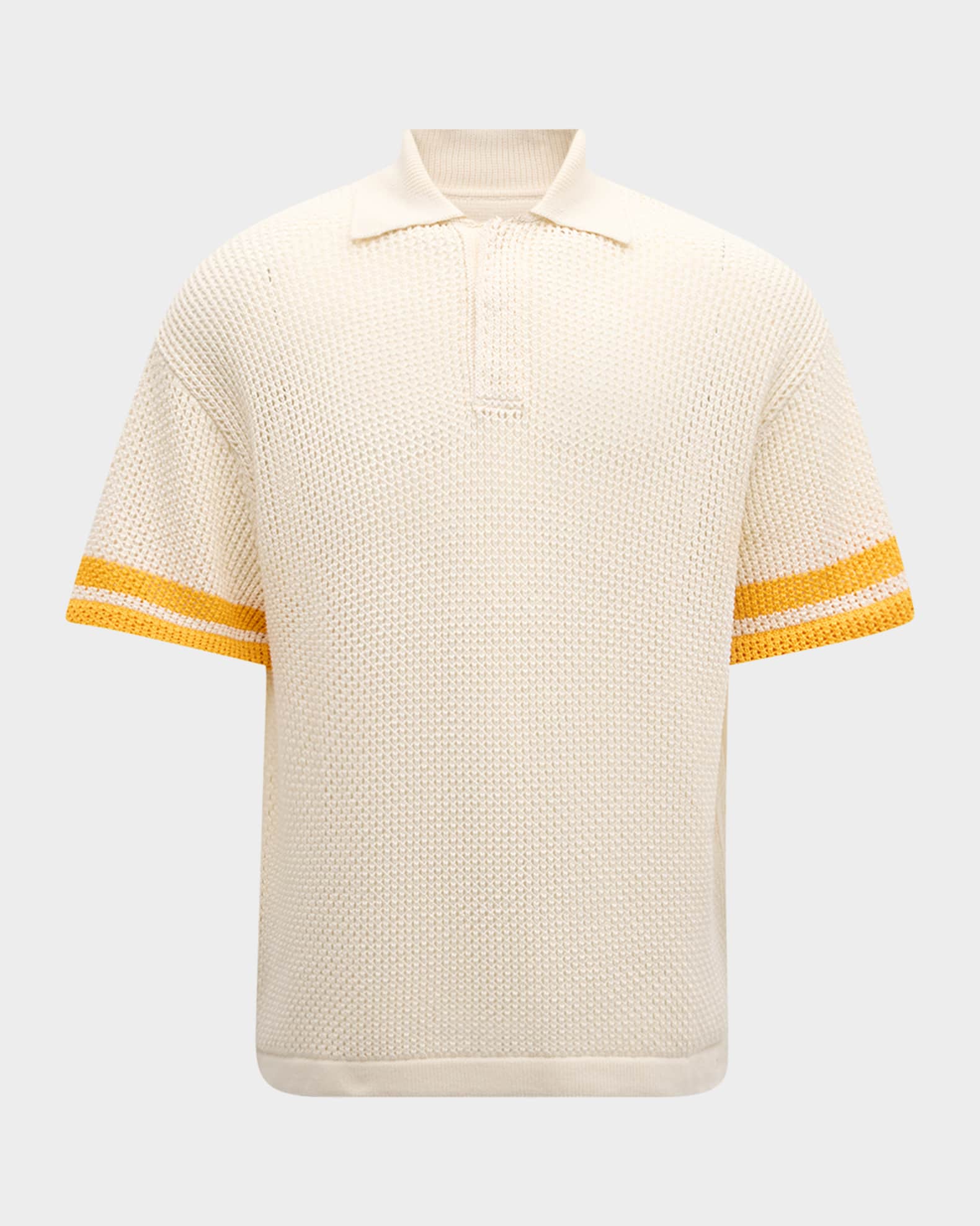 Men's Knit Contrast-Cuff Polo Shirt