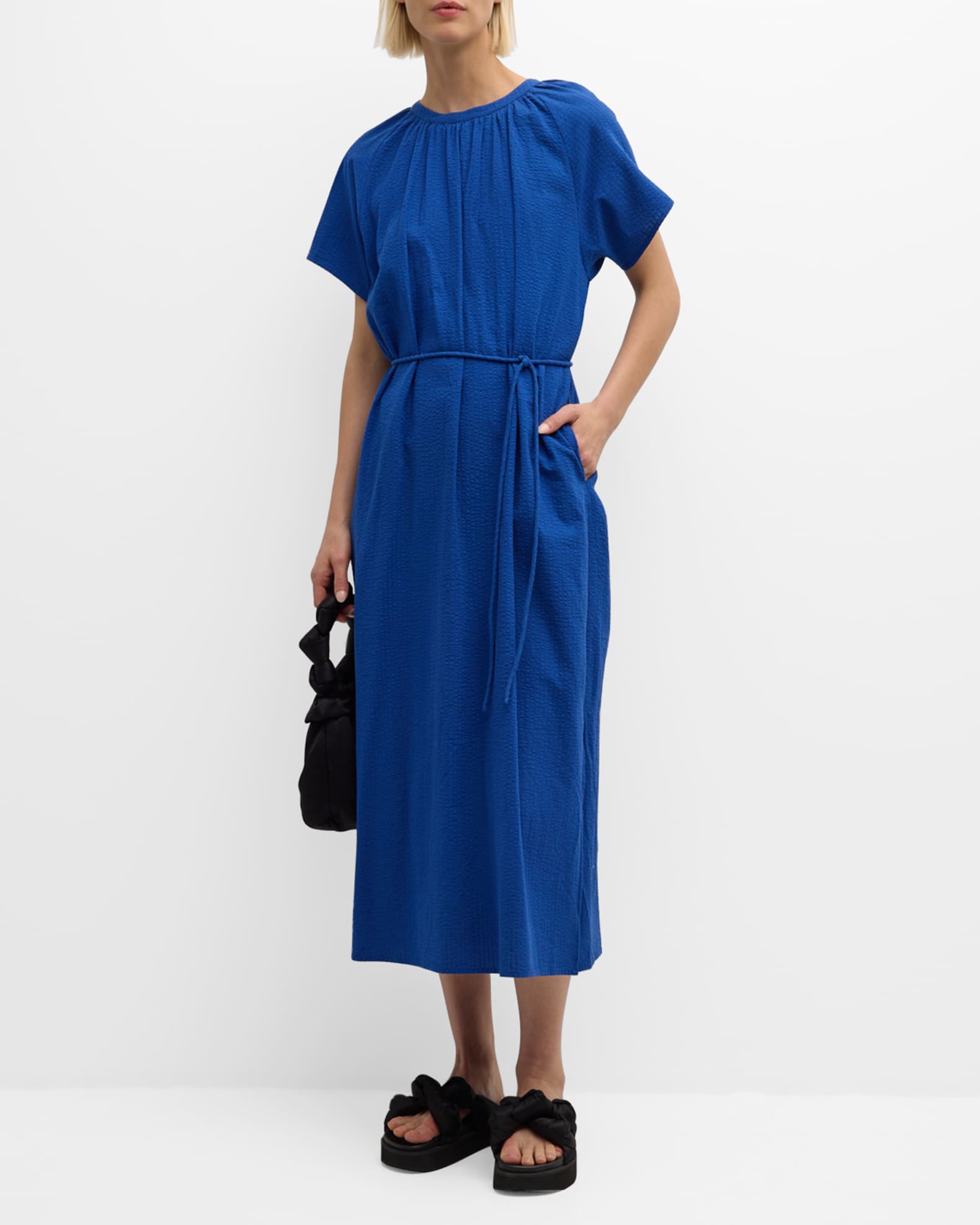 James Ruched Seersucker Midi Dress 1