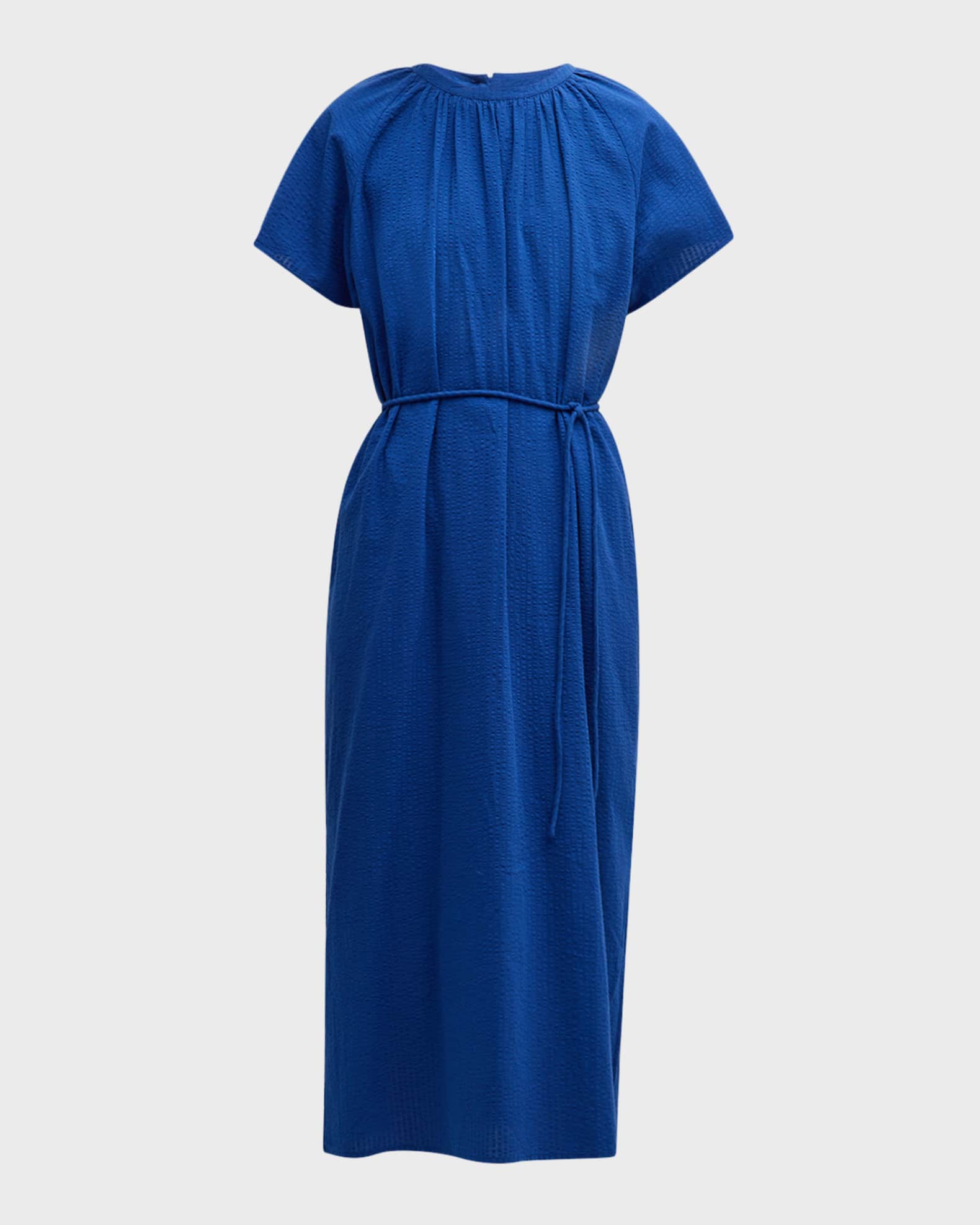 James Ruched Seersucker Midi Dress 0